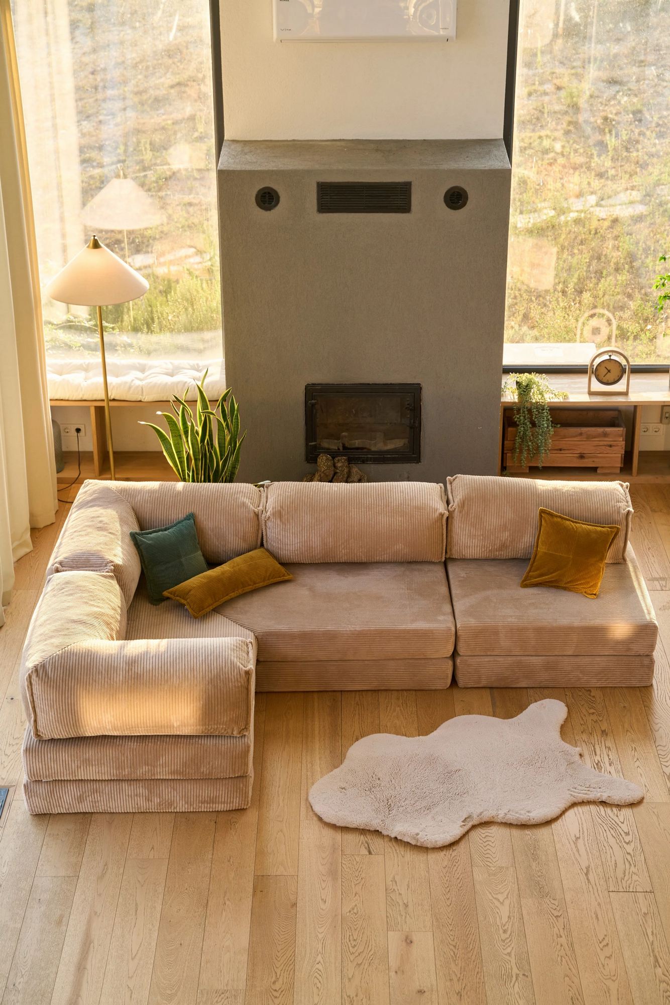 Kanyon Eckschlafsofa Cord Beige