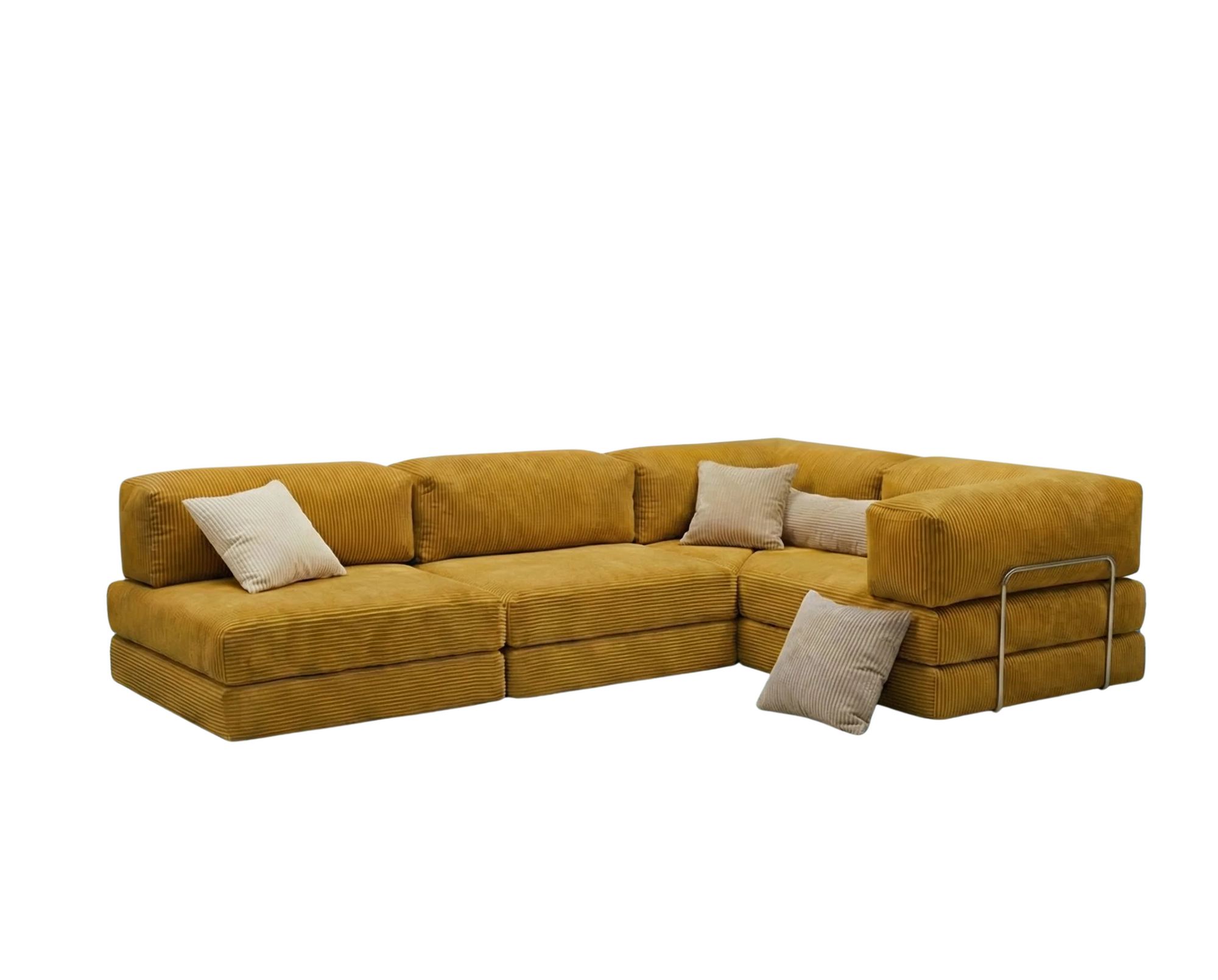 Kanyon Corner Sofa Bed Corduroy Mustard Yellow