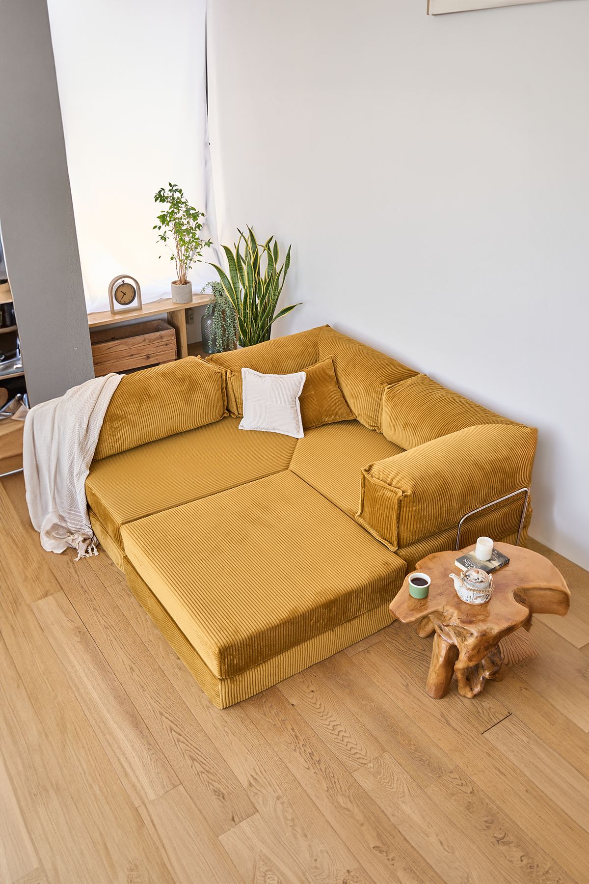 Kanyon Corner Sofa Bed Corduroy Mustard Yellow