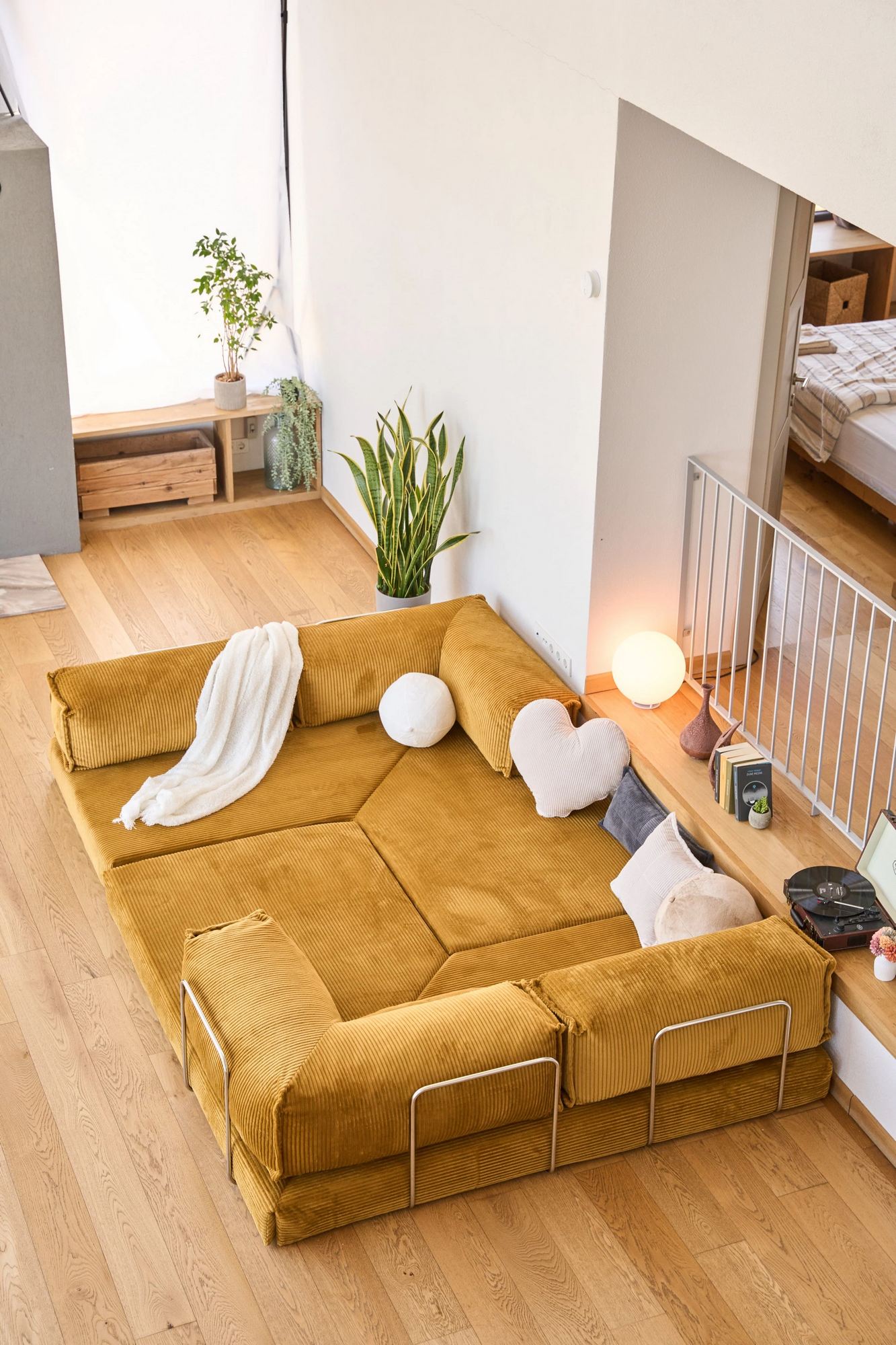 Kanyon Corner Sofa Bed Corduroy Mustard Yellow