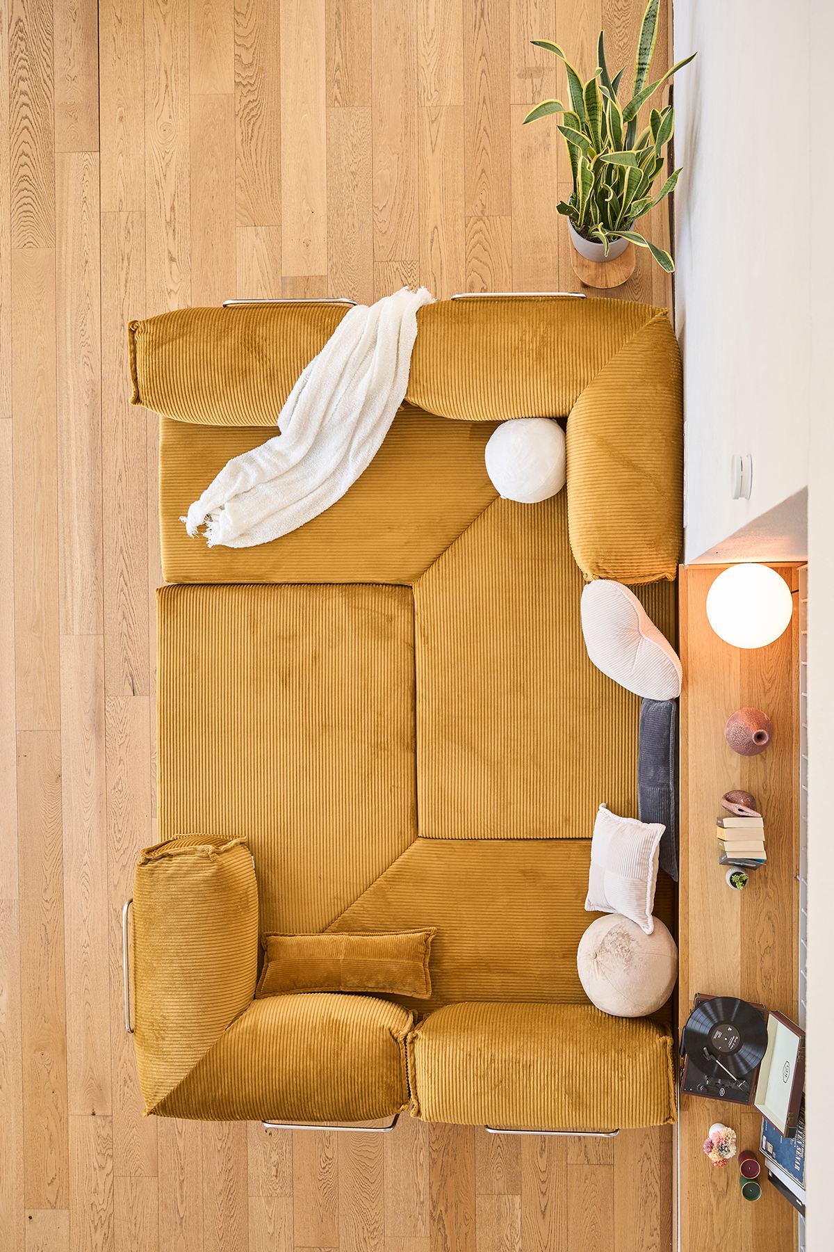 Kanyon Corner Sofa Bed Corduroy Mustard Yellow