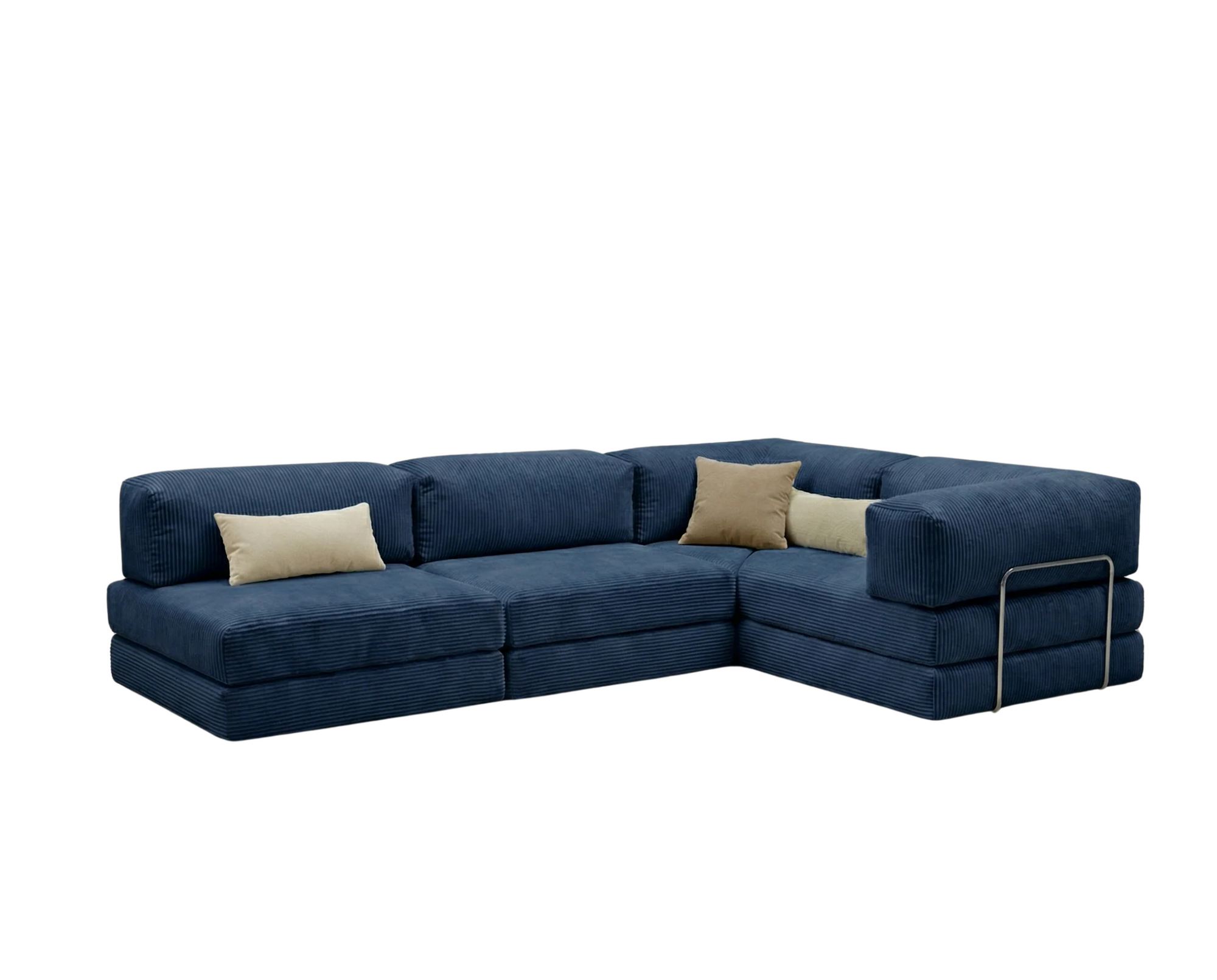 Kanyon Corner Sofa Bed Corduroy Dark Blue