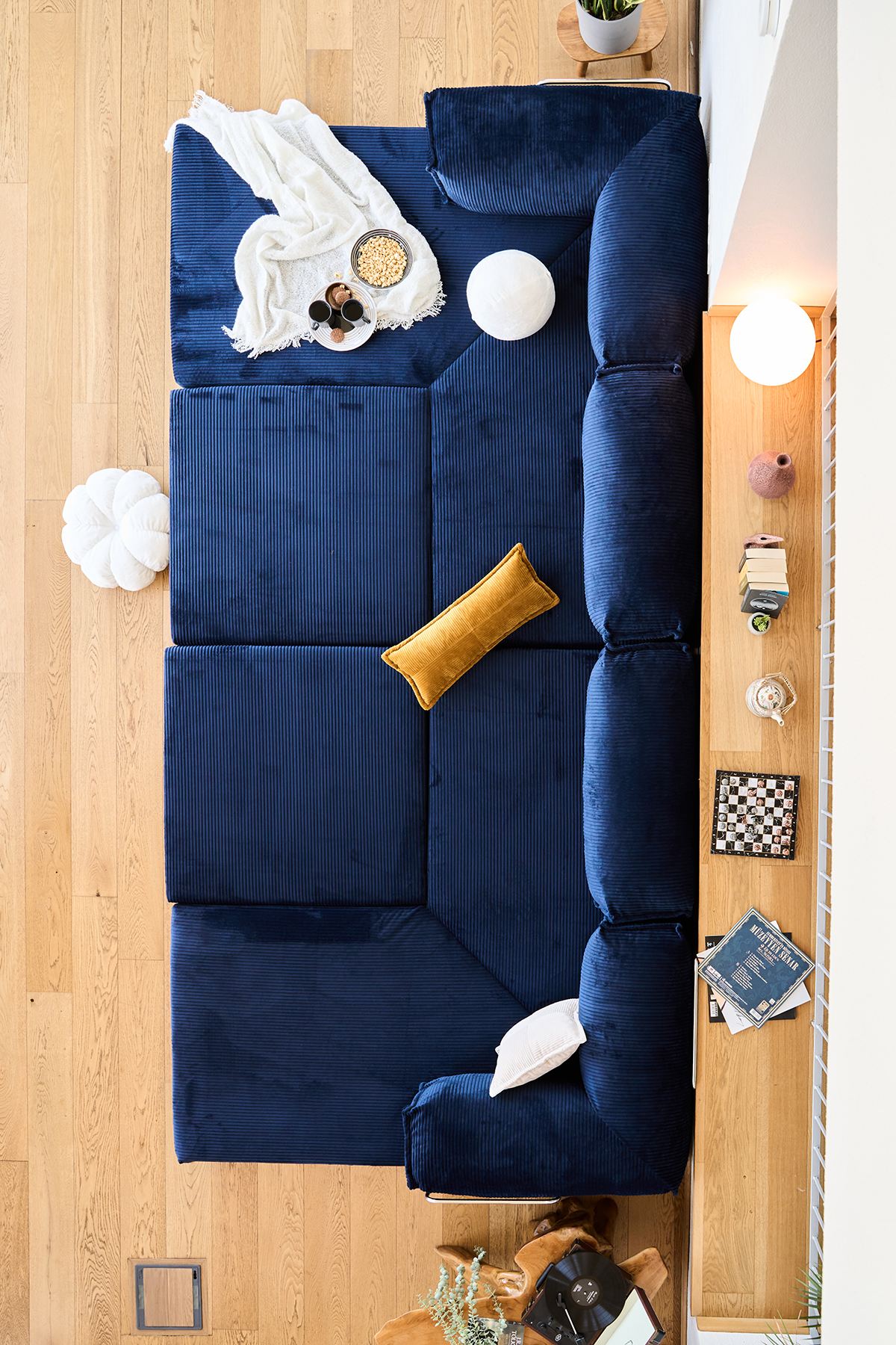 Kanyon Eckschlafsofa Cord Dunkelblau