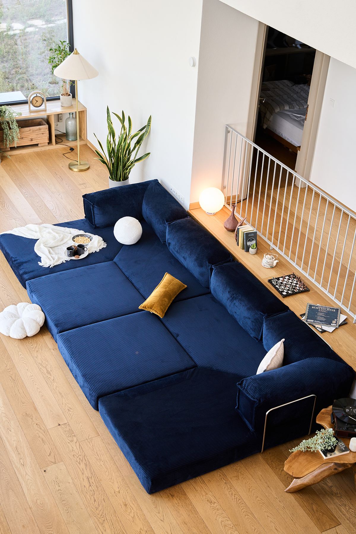 Kanyon Eckschlafsofa Cord Dunkelblau
