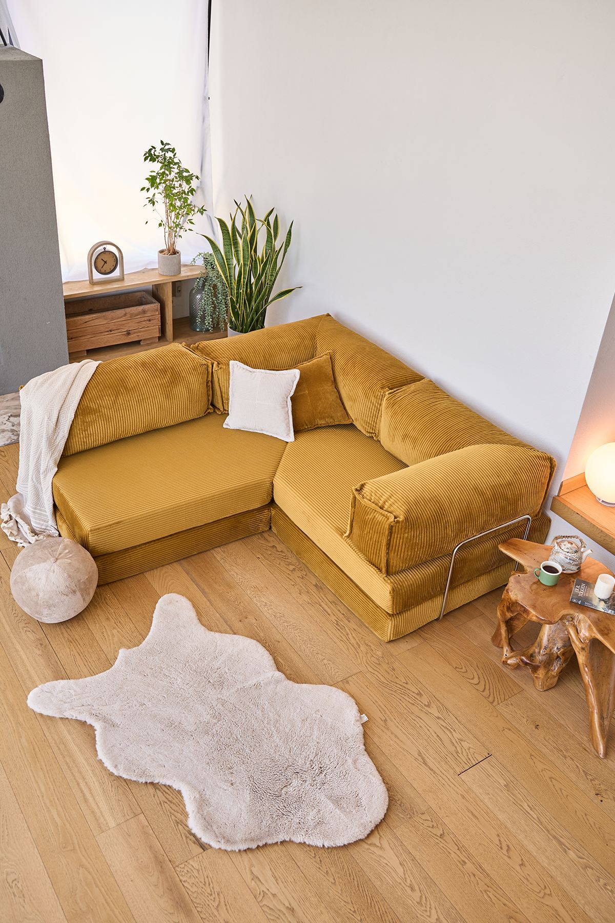 Kanyon Eckschlafsofa Cord Senfgelb