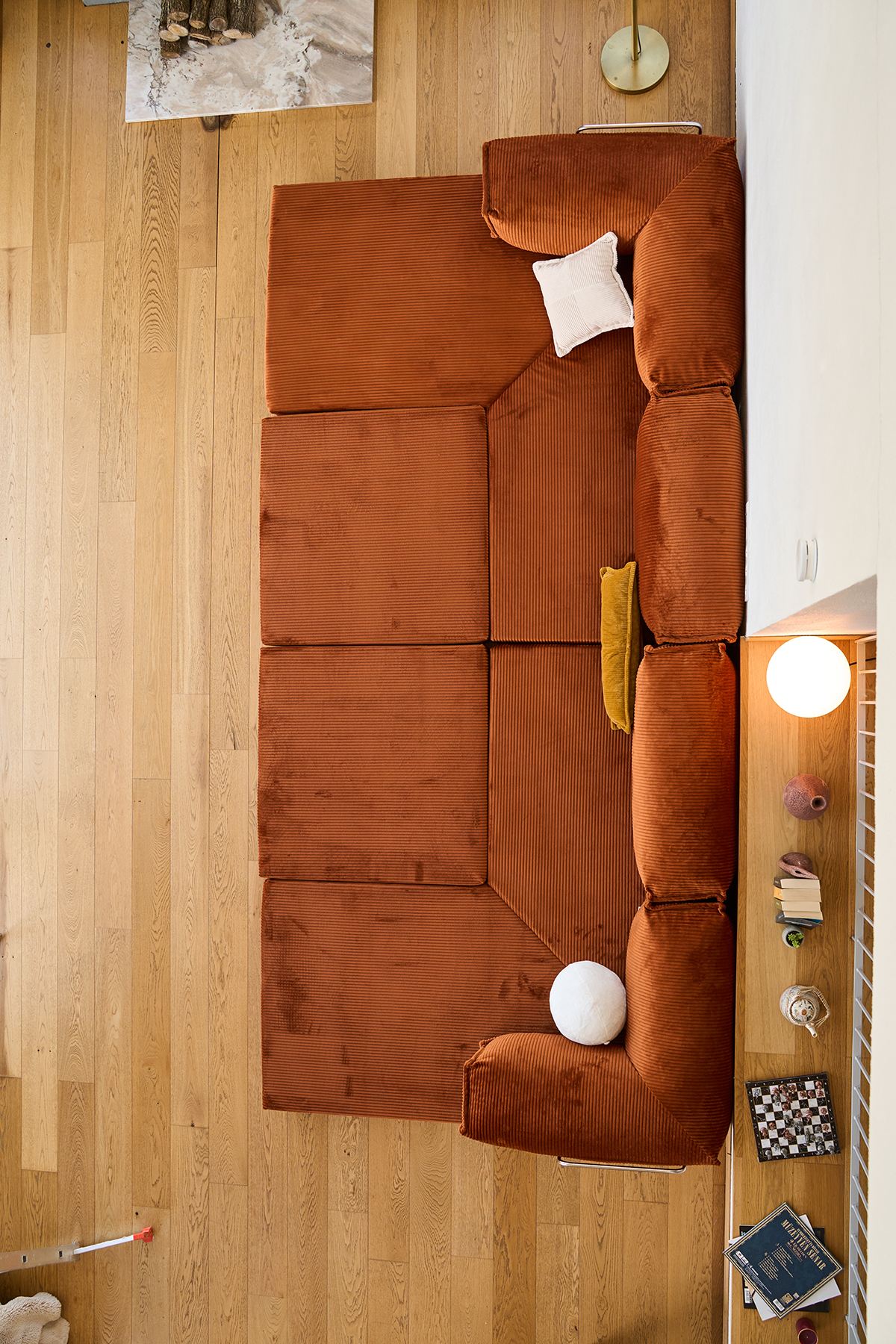 Kanyon Corner Sofa Bed Corduroy Brick Red