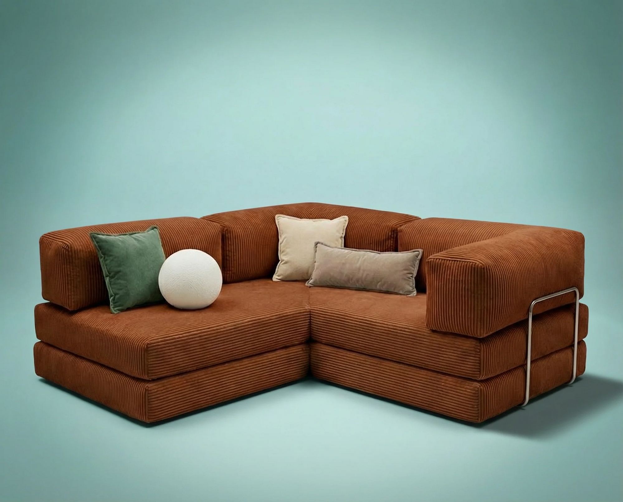 Kanyon Eckschlafsofa Cord Ziegelrot
