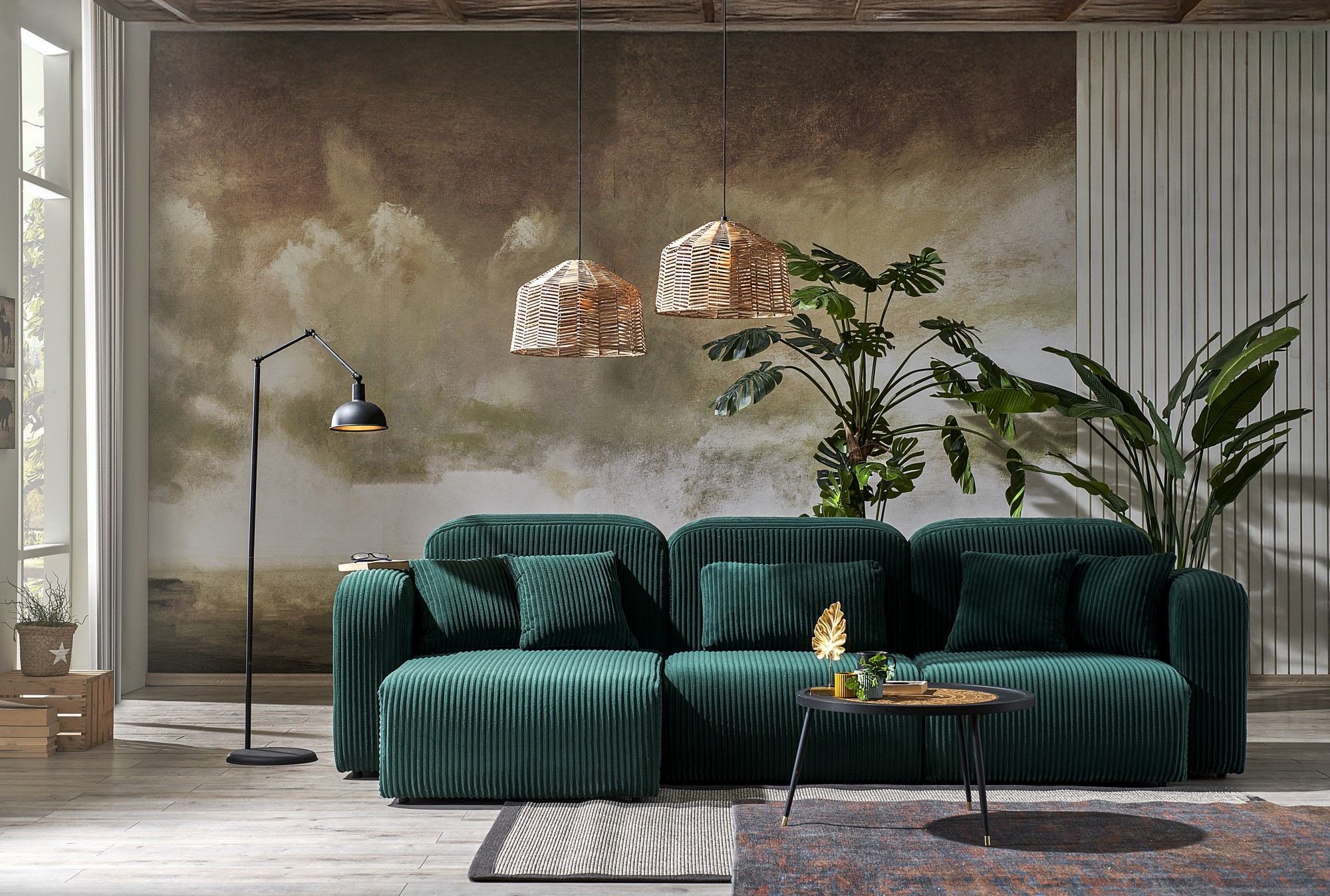 Kuba Corner Sofa Velvet Green