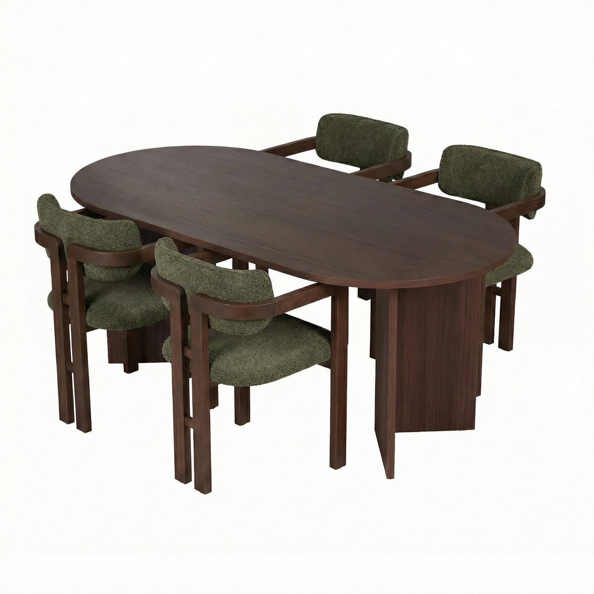 Meridia 4 Dining Group 5-piece Set Wood-based Material Beech Wood Green