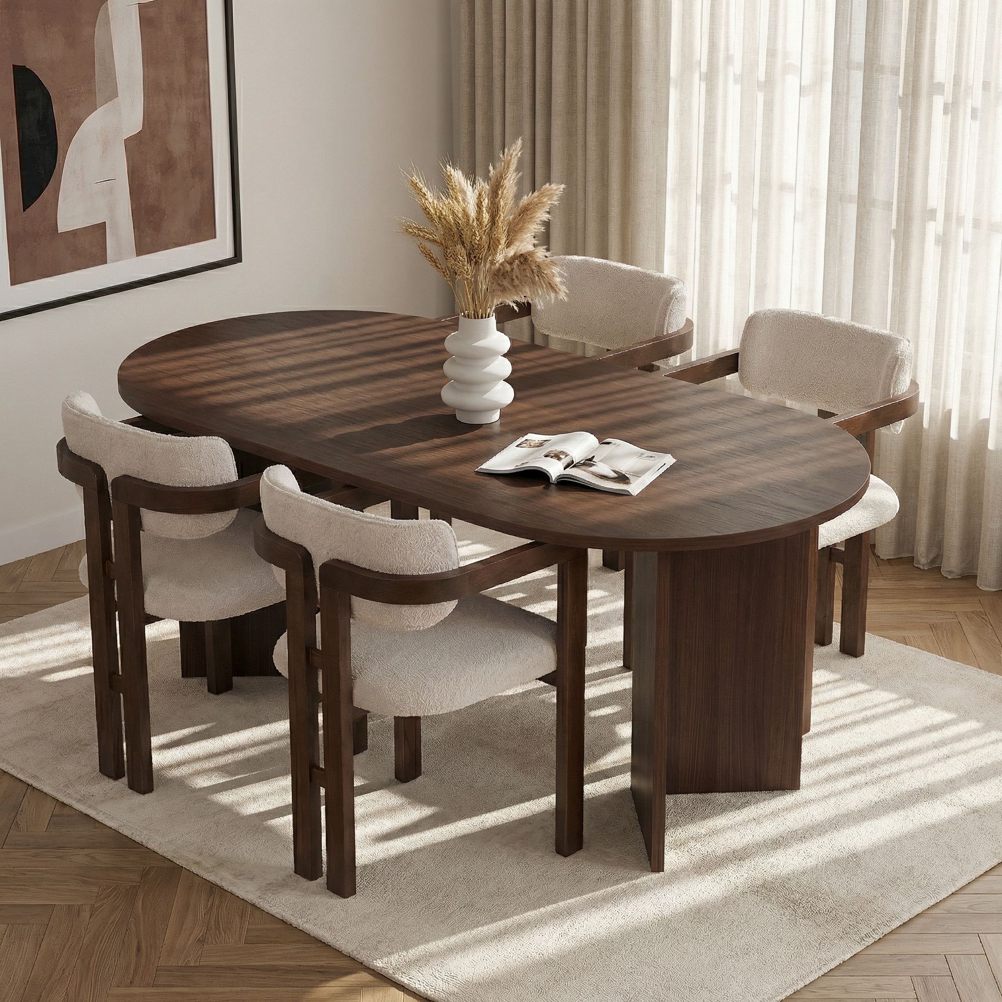 Meridia 4 Dining Group 5-piece Set Wood-based Material Beech Wood White