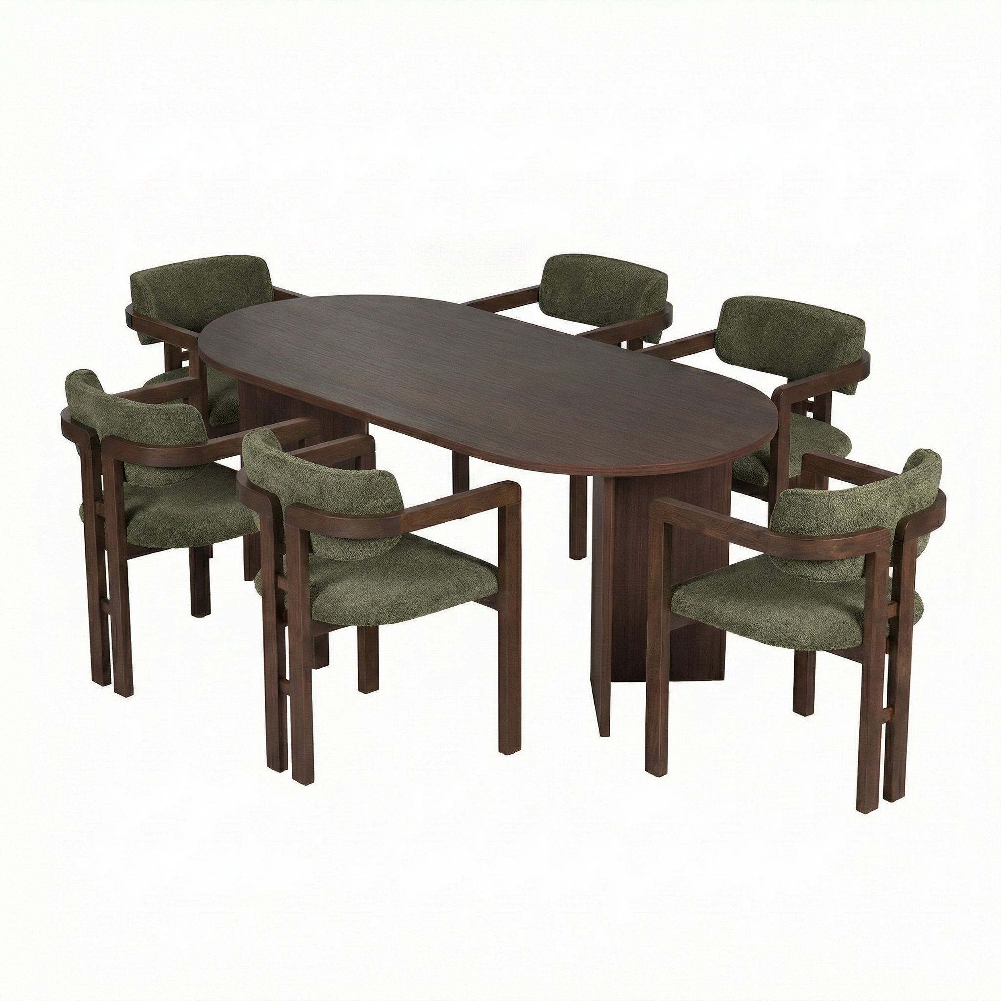 Meridia 6 Dining Group Set of 7 Wood-based material Beech wood Green