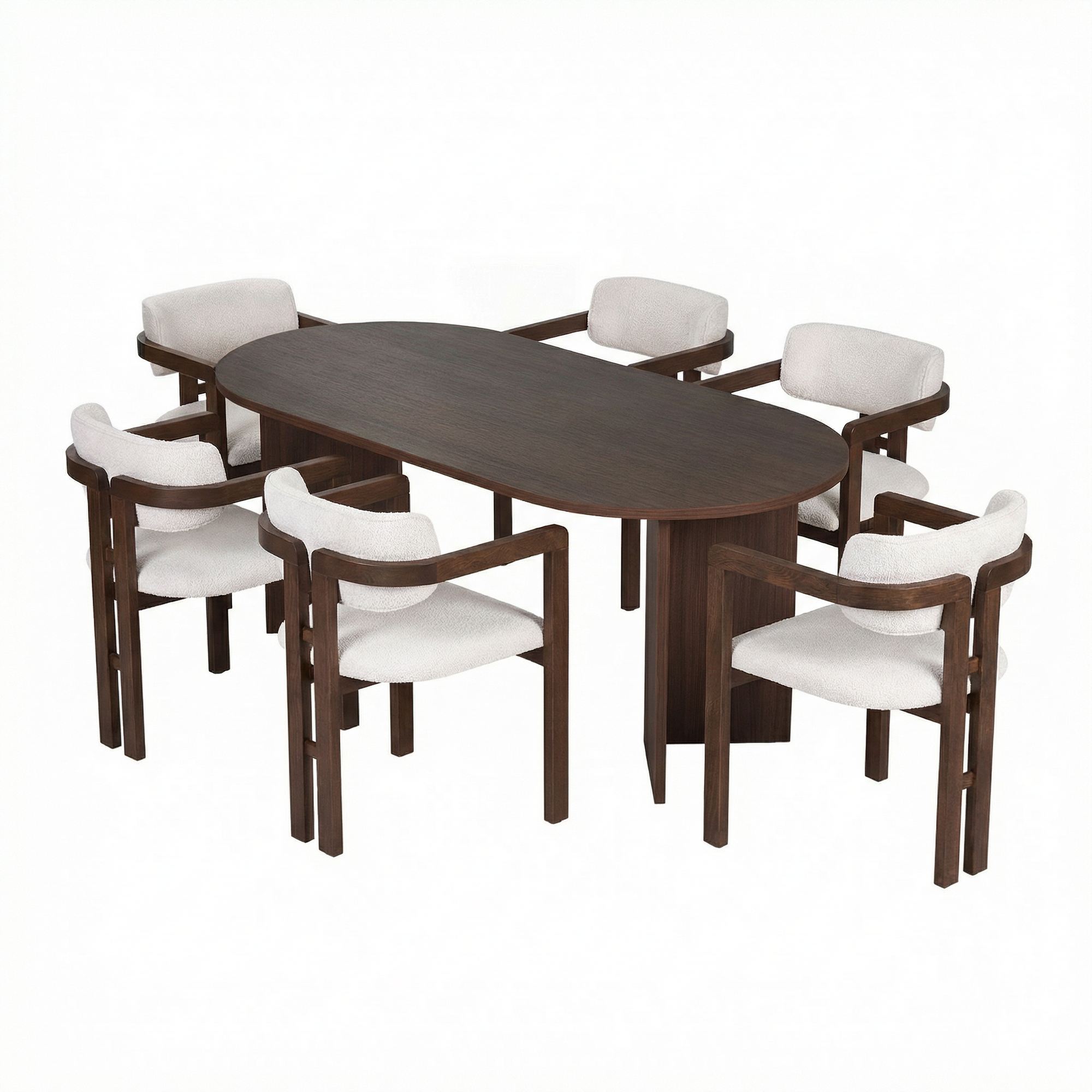 Meridia 6 Dining Group 7-piece Set Wood-based Material Beech Wood White