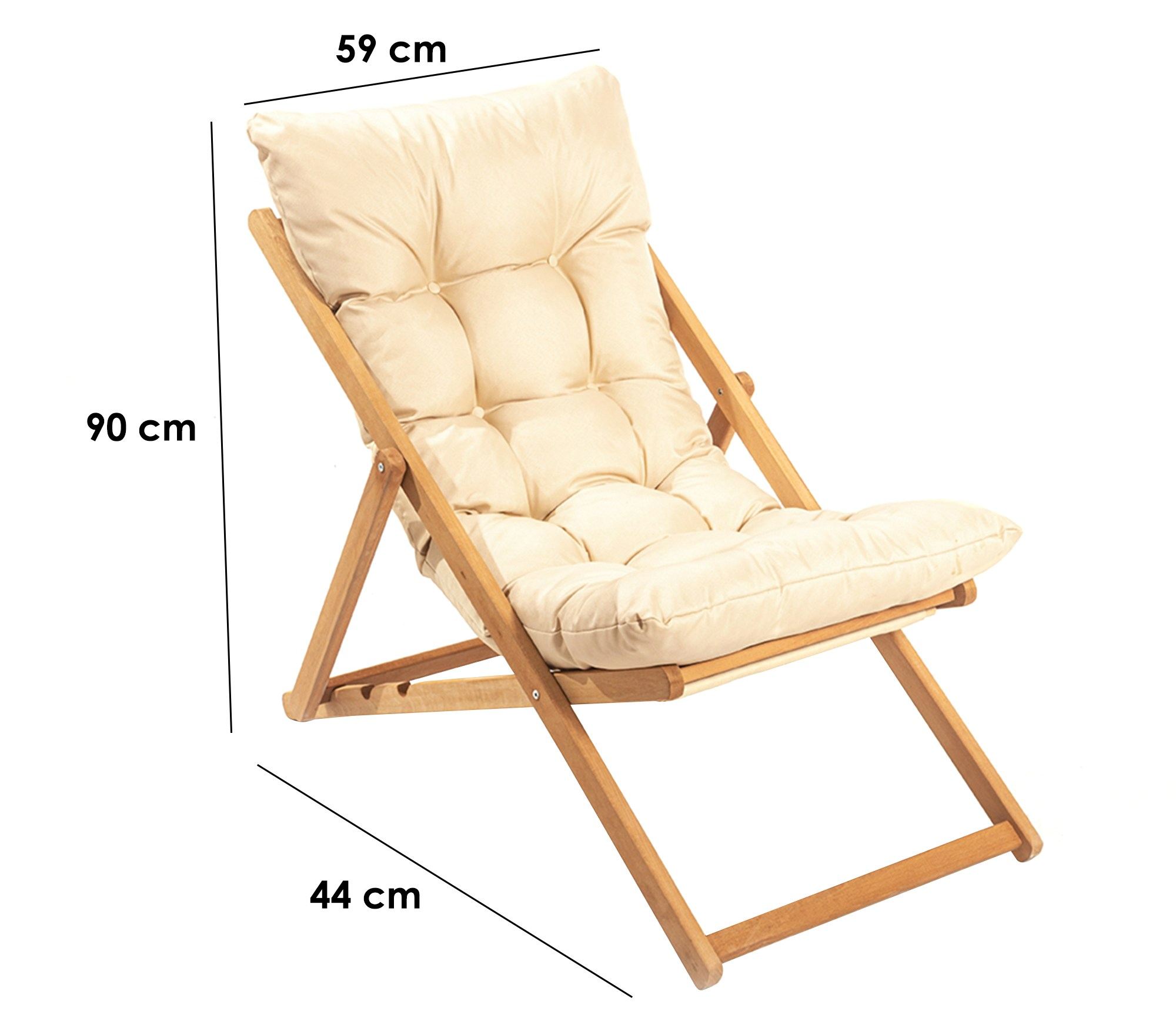 Garden Chair Solid Beech Wood Brown Cream