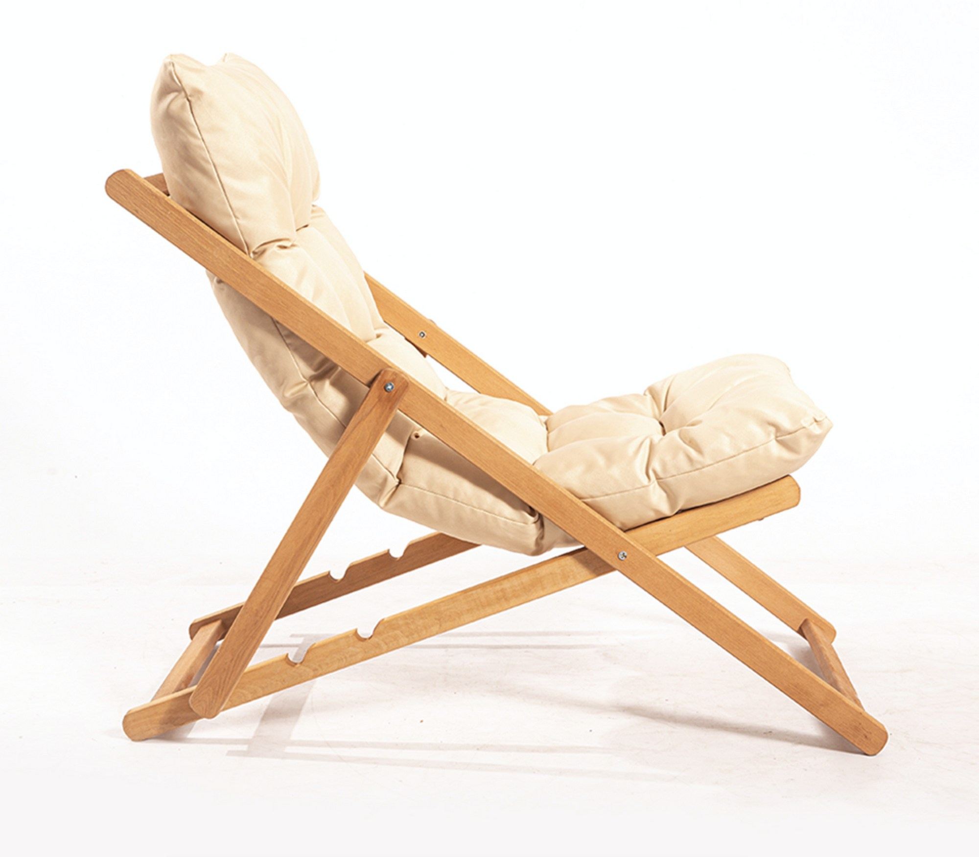 Garden Chair Solid Beech Wood Brown Cream