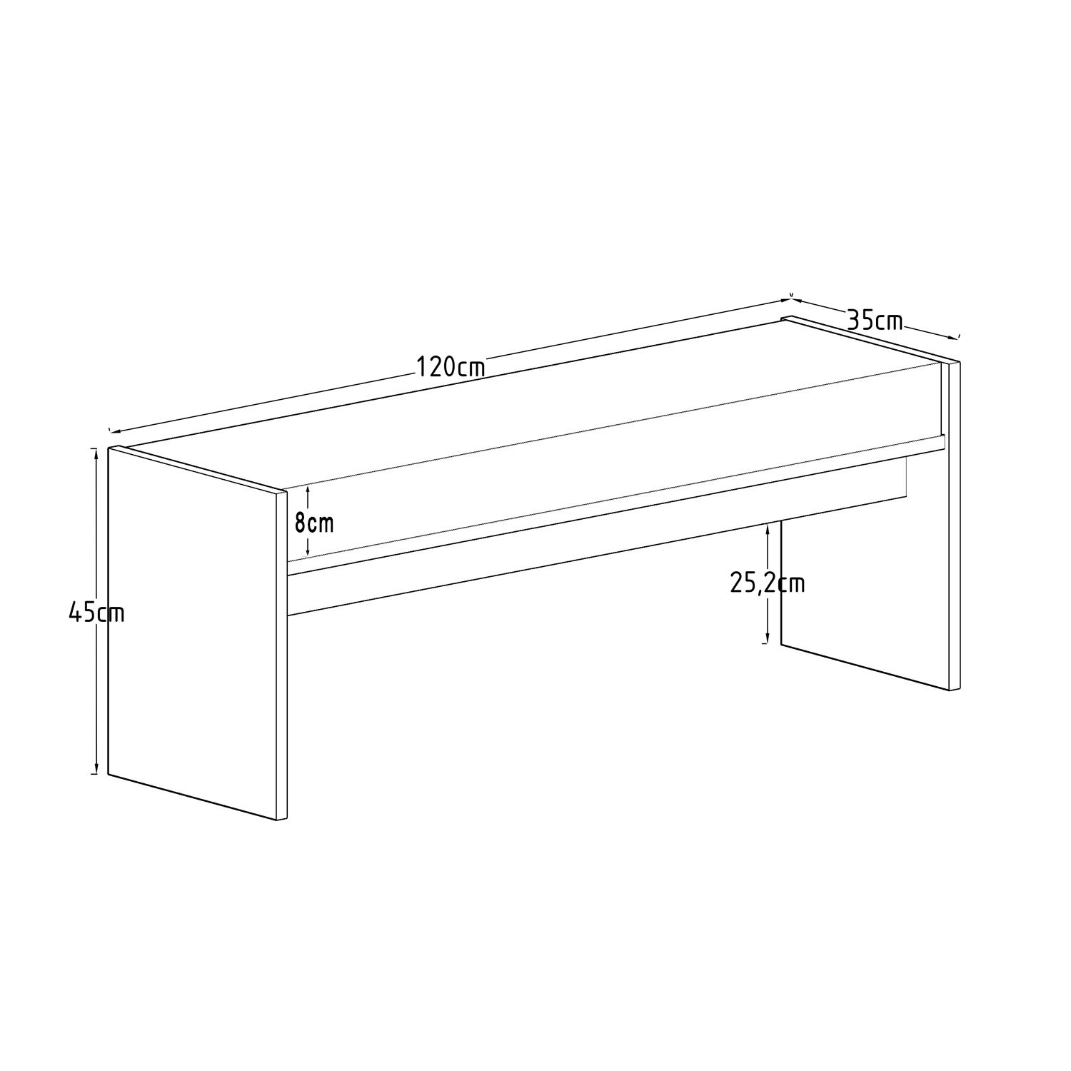 Perle Bench Wood-based Material White