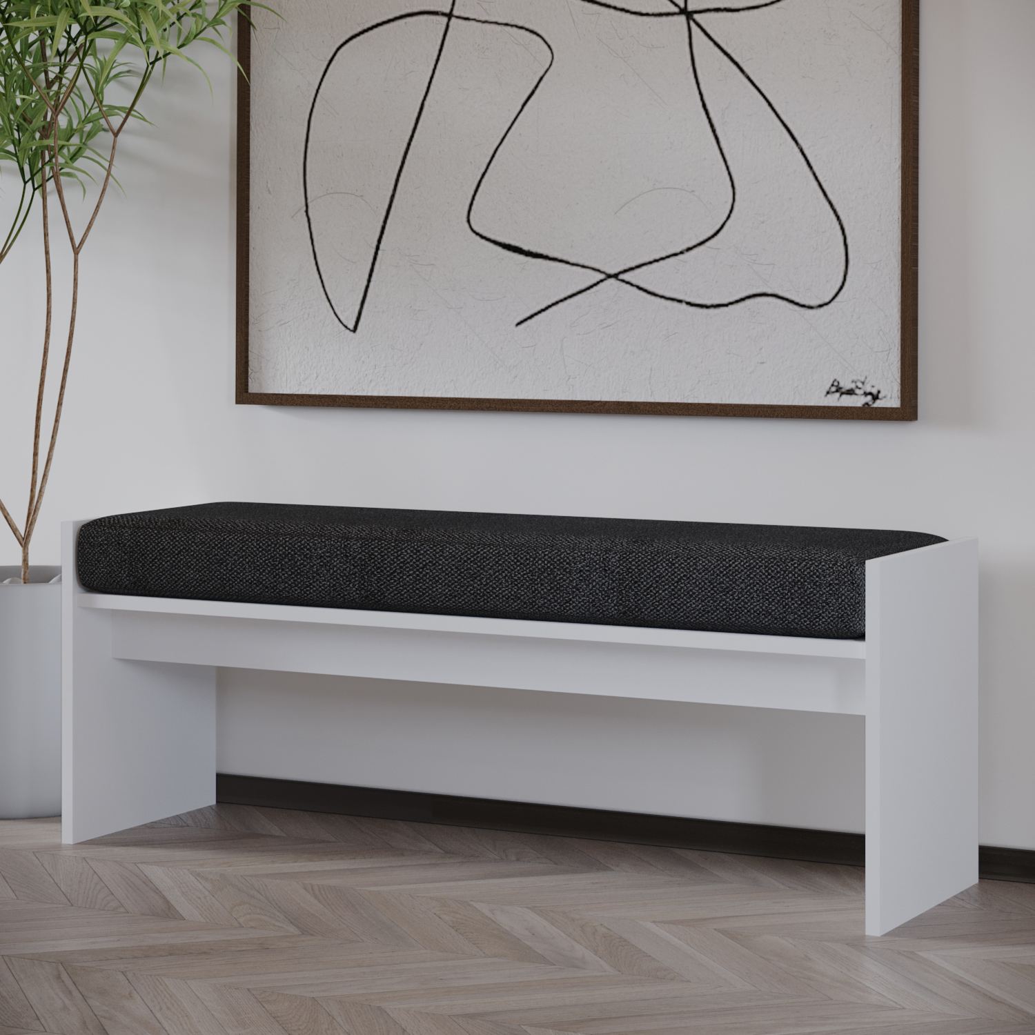 Perle Bench Wood-based Material White