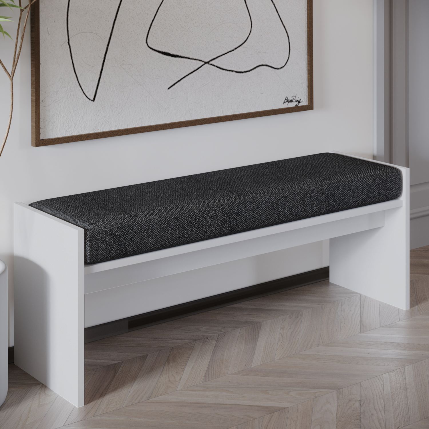 Perle Bench Wood-based Material White