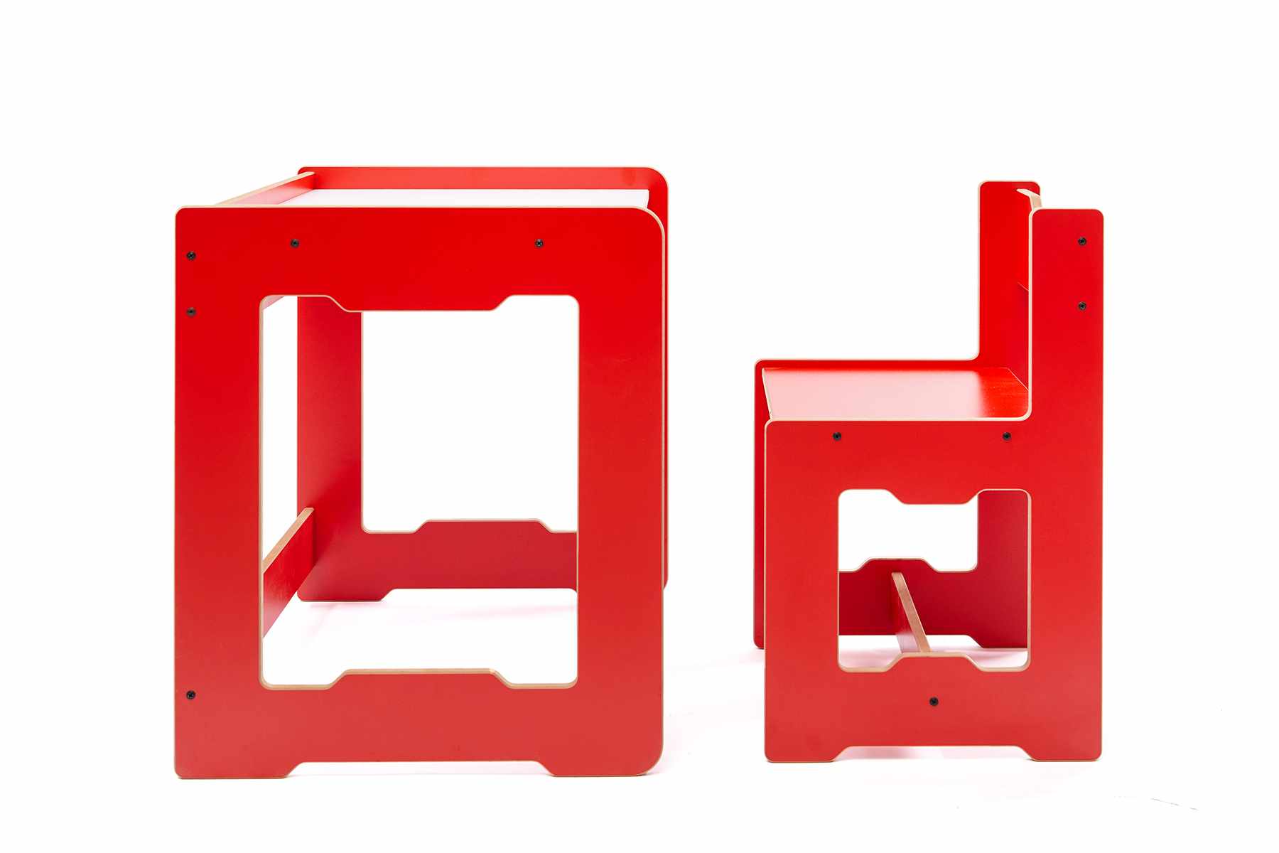Children's table set of 2 MDF Red White