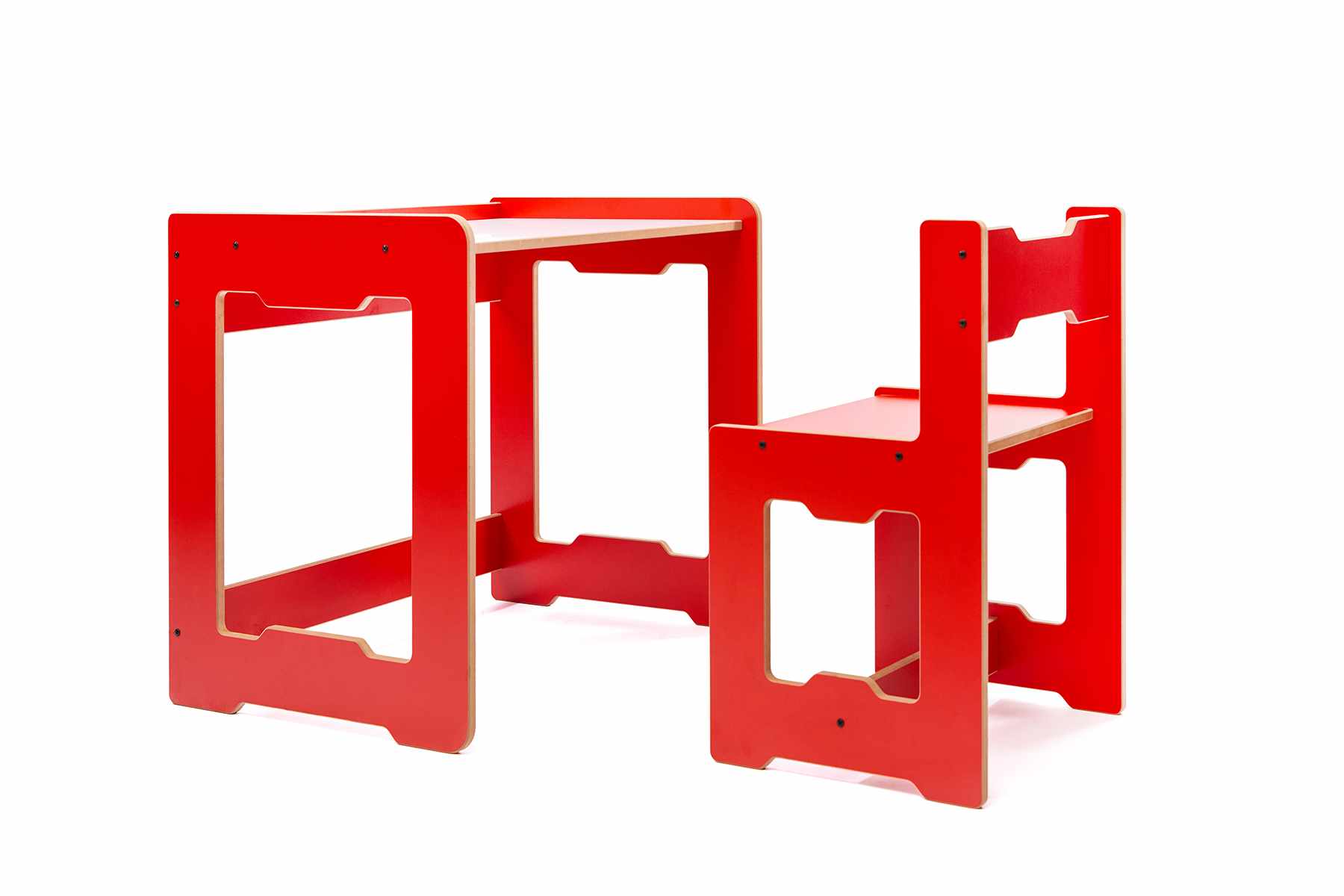 Kindertisch 2er Set MDF Rot Weiß 