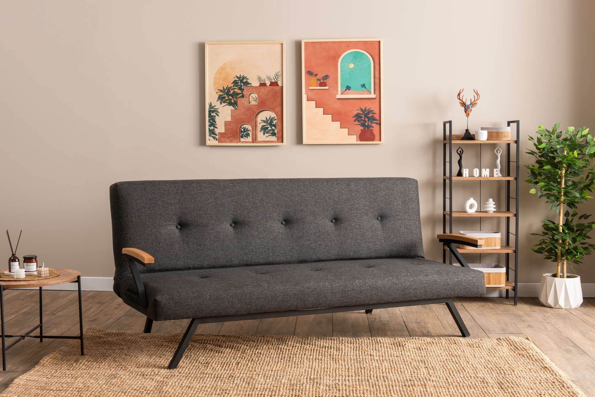 Zven 3-Seater Sofa Bed Dark Grey