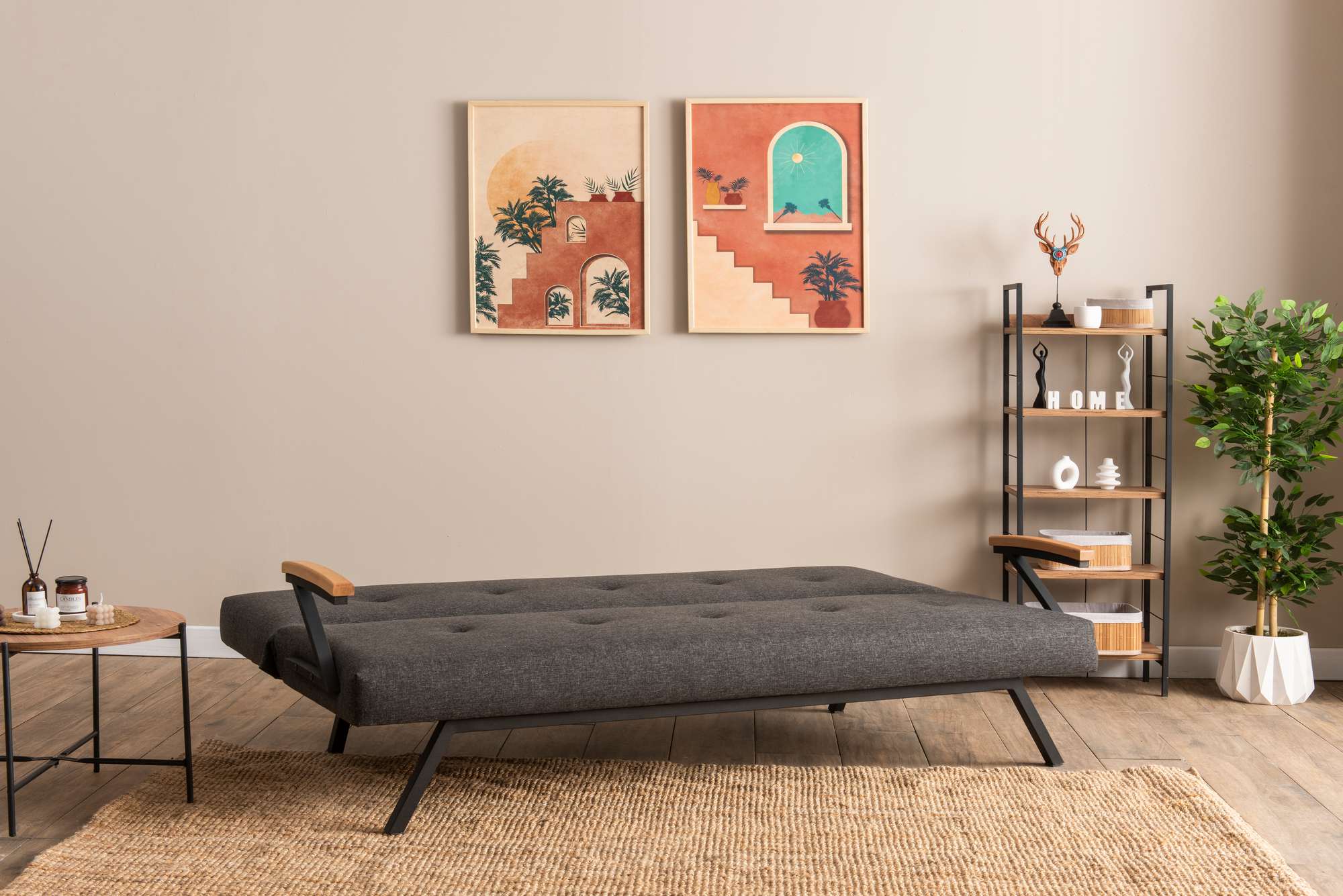 Zven 3-Seater Sofa Bed Dark Grey
