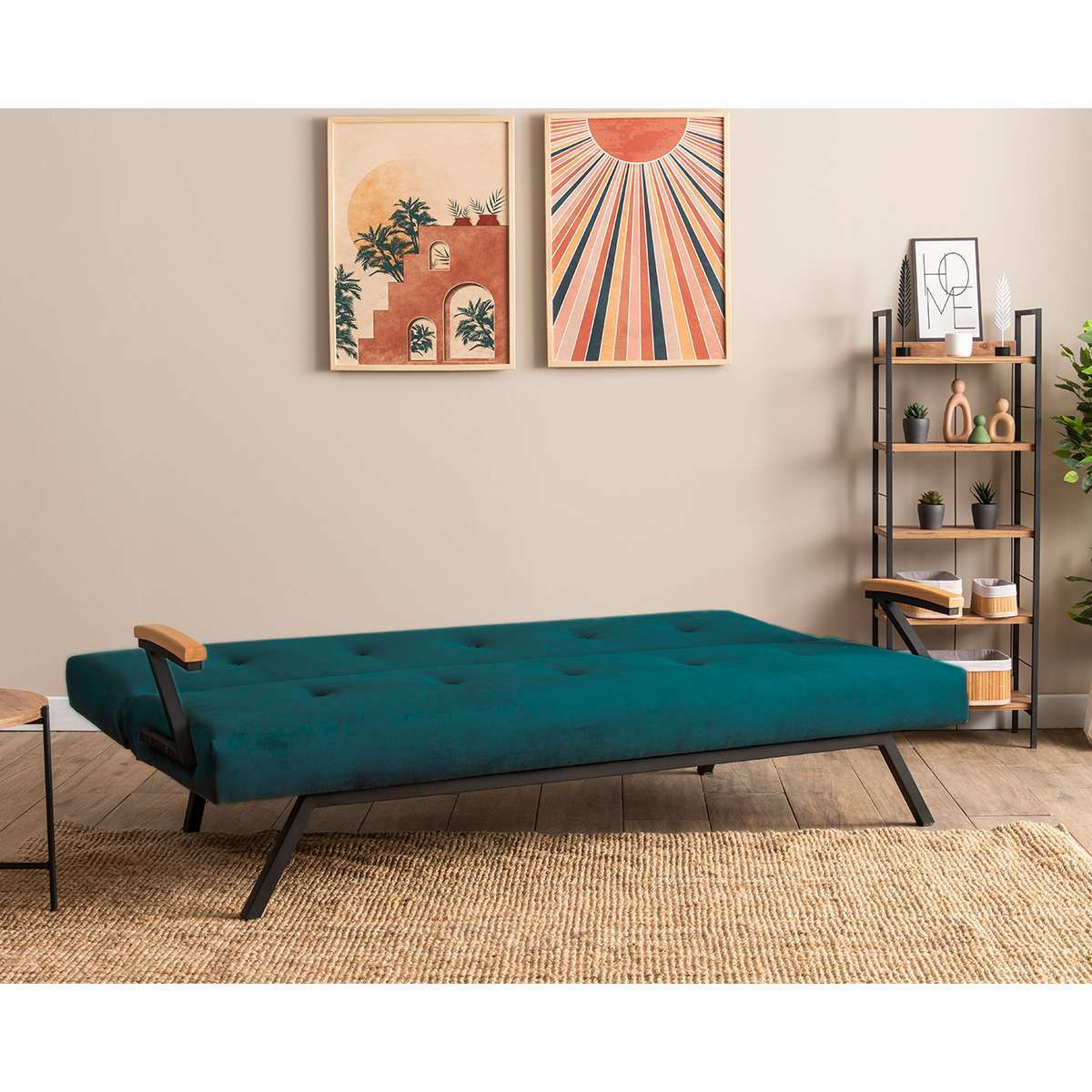 Zven 3-Seater Sofa Bed Polyester Fabric Petrol Green