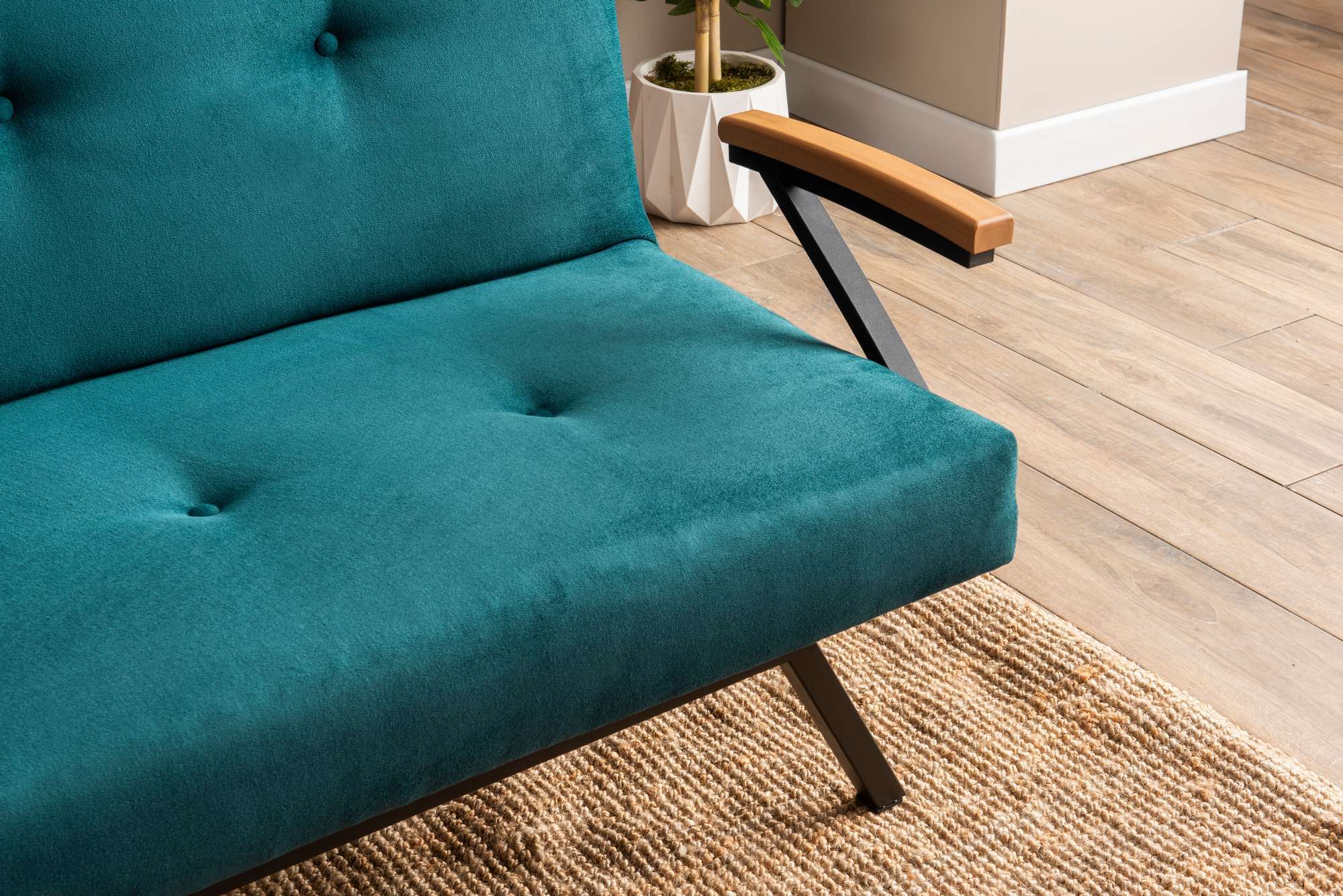 Zven 3-Seater Sofa Bed Polyester Fabric Petrol Green