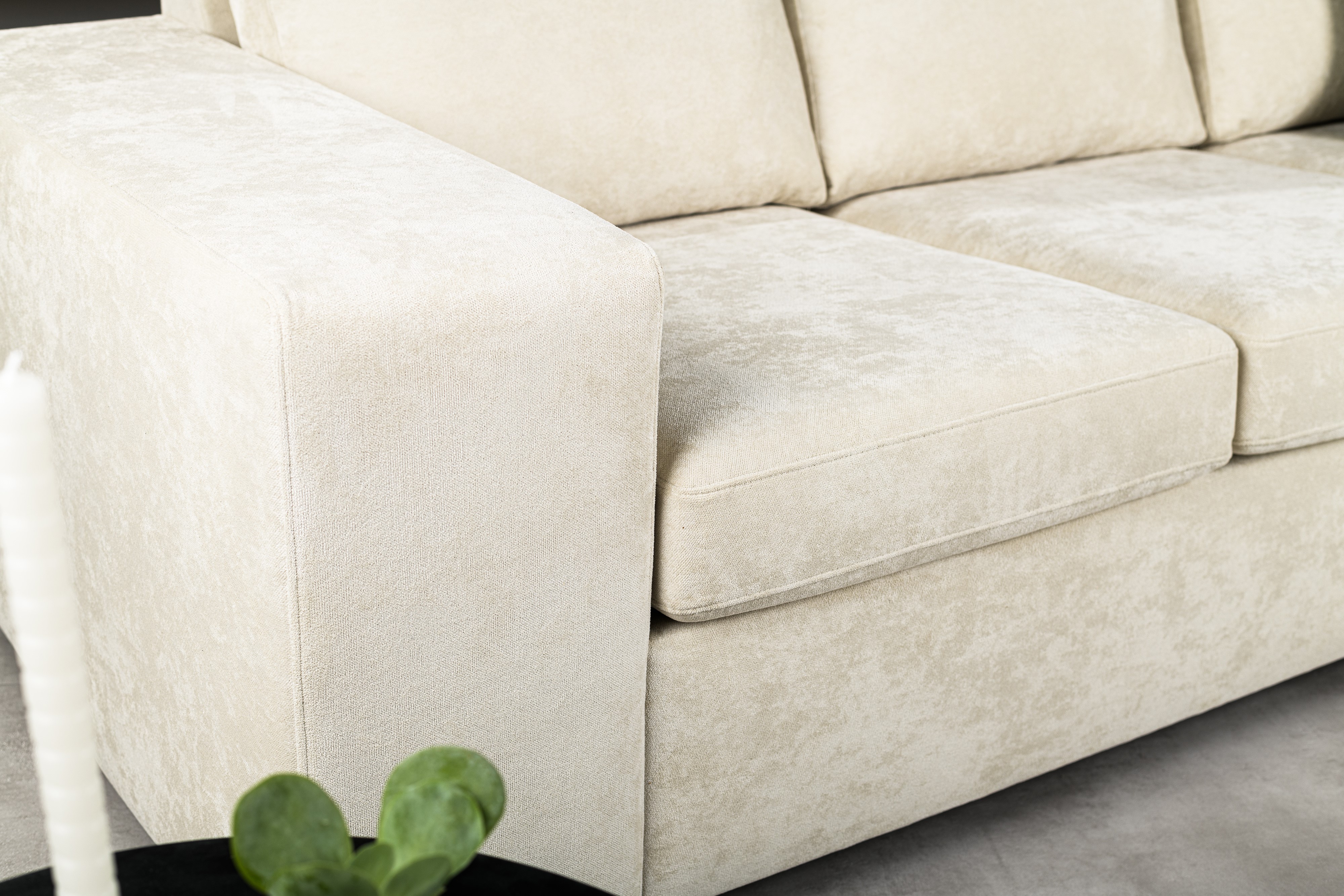 Sofa 3-Seater Chaise Longue Left Right Fabric White