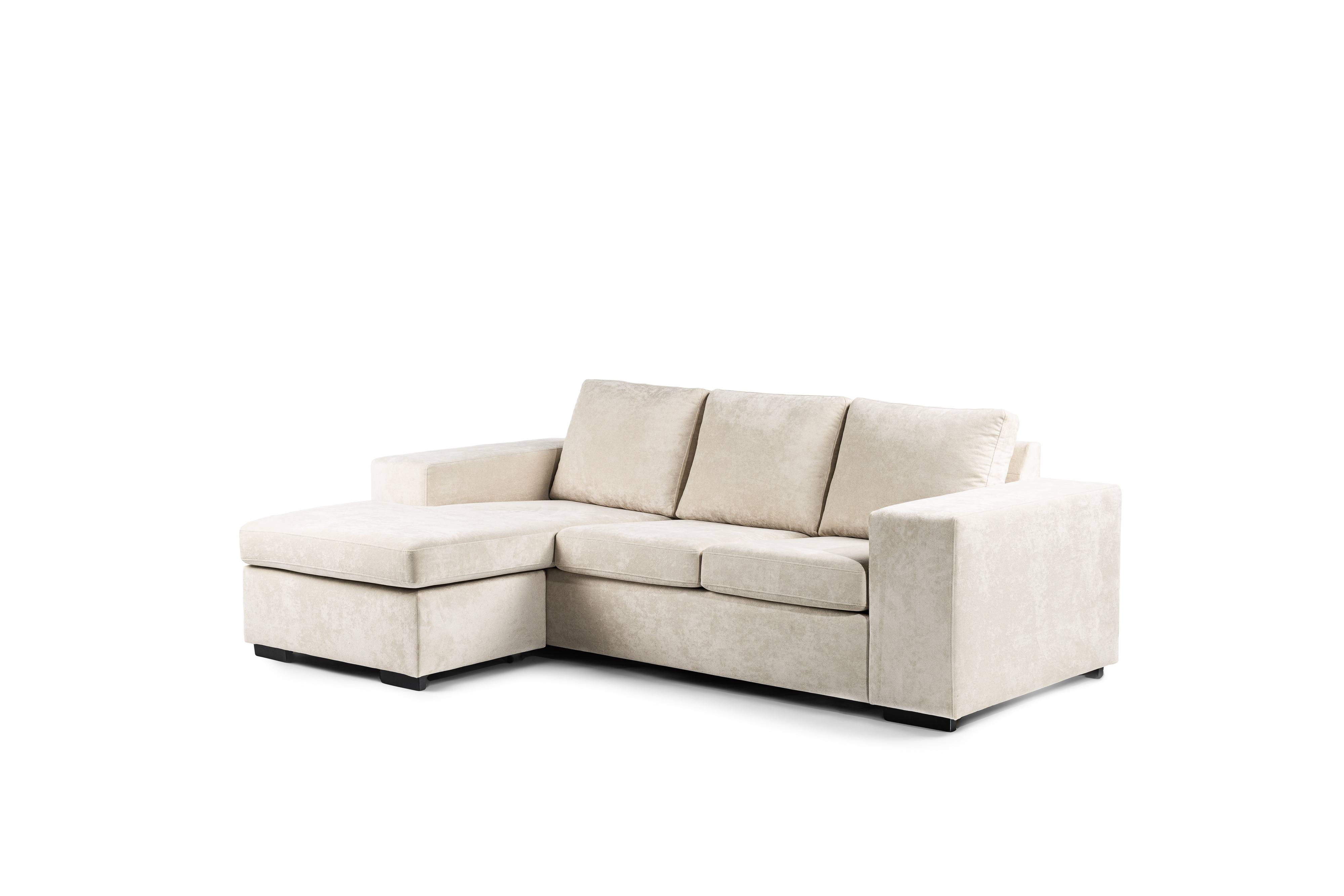 Sofa 3-Seater Chaise Longue Left Right Fabric White