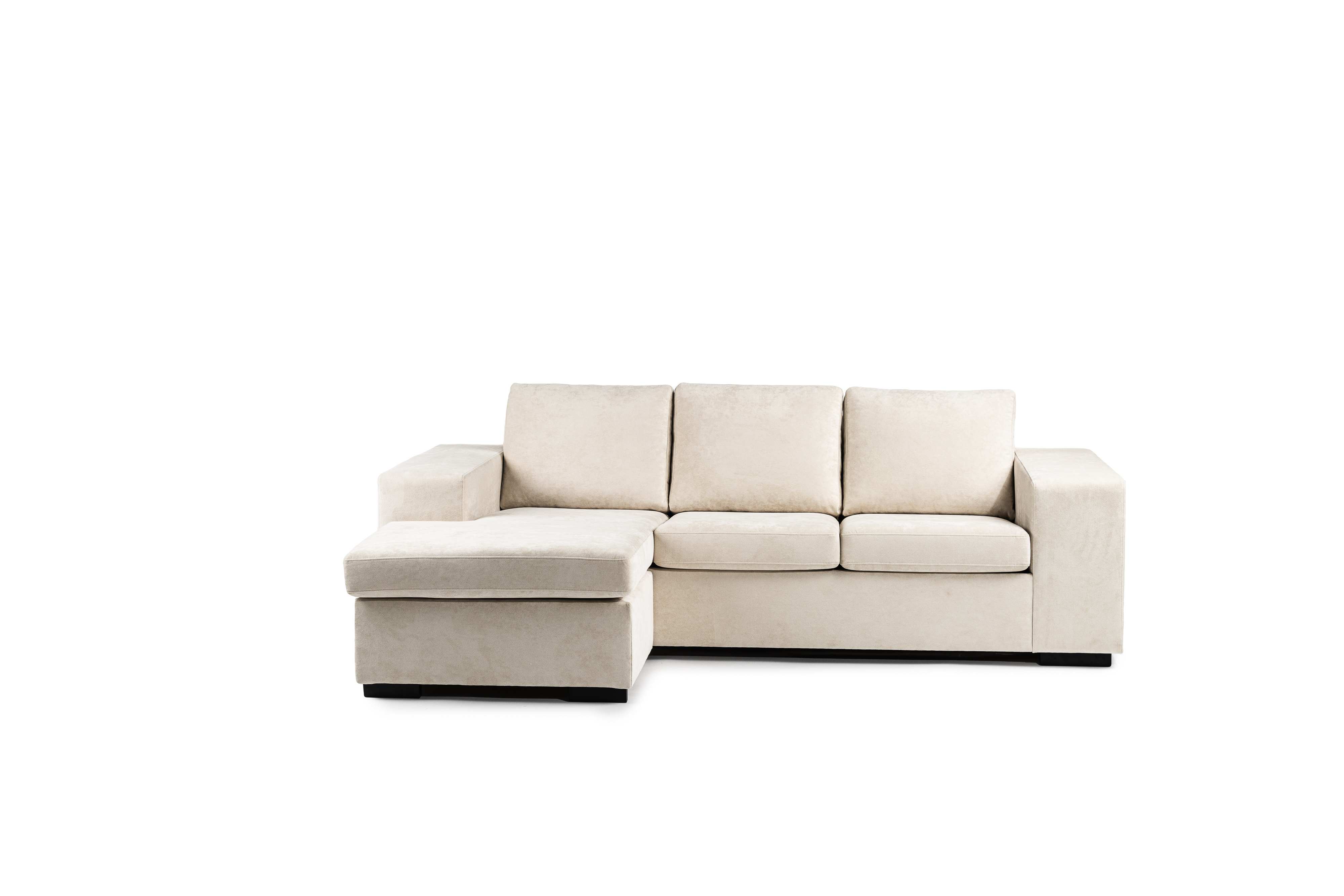 Sofa 3-Sitzer Chaiselongue Links Rechts Stoff Weiß