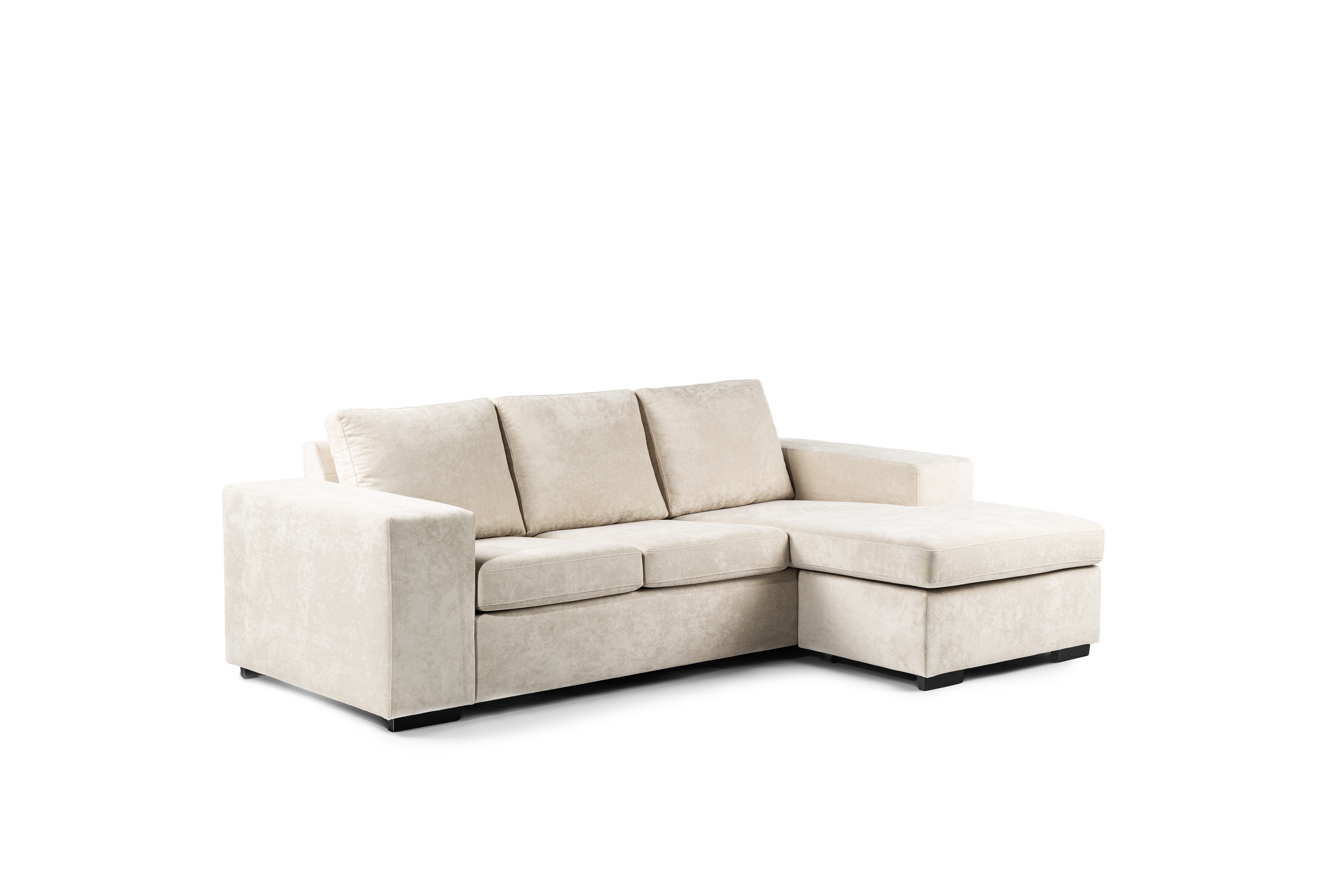 Sofa 3-Sitzer Chaiselongue Links Rechts Stoff Weiß