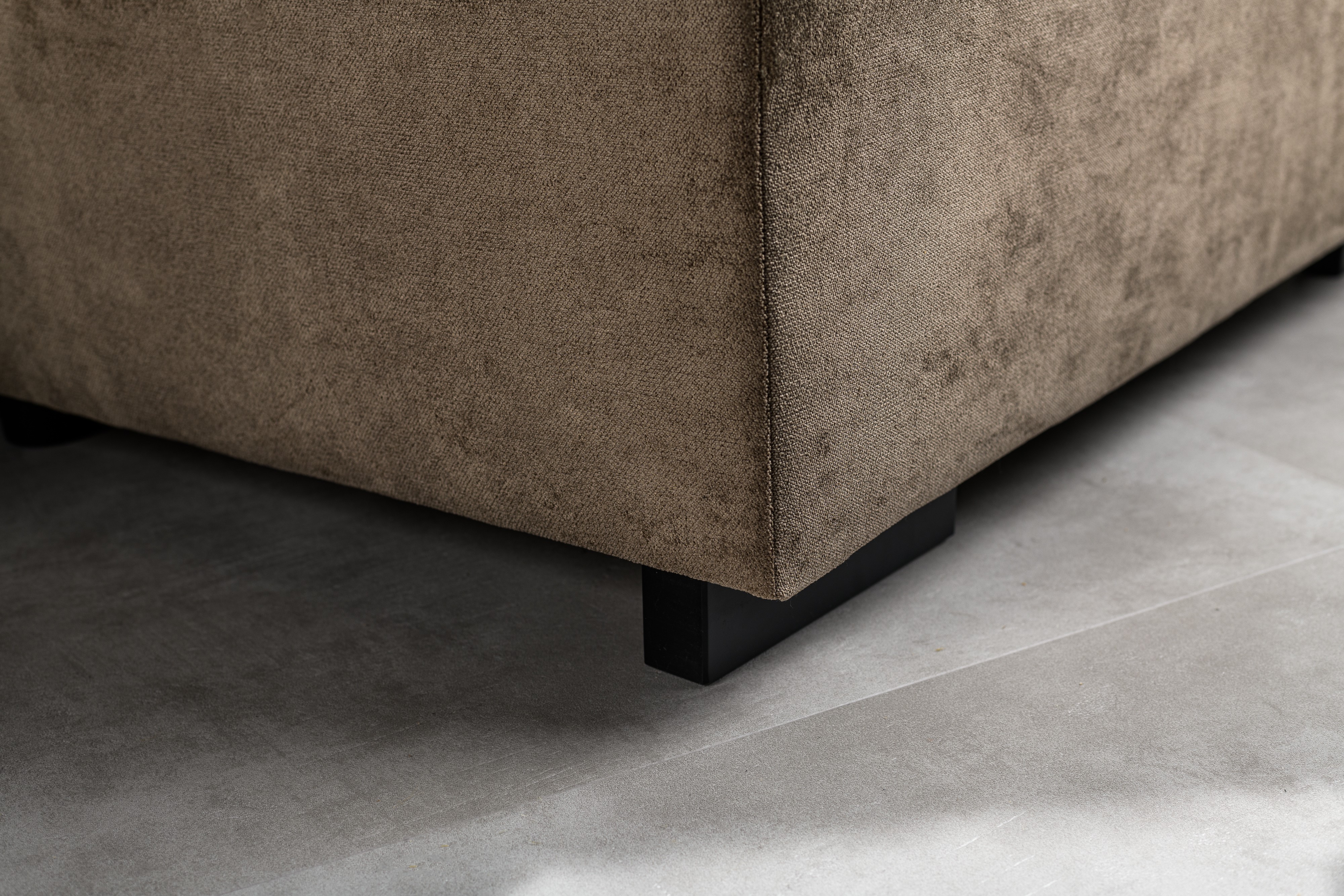 Divano 3 Posti Chaiselongue Sinistra Tessuto Marrone