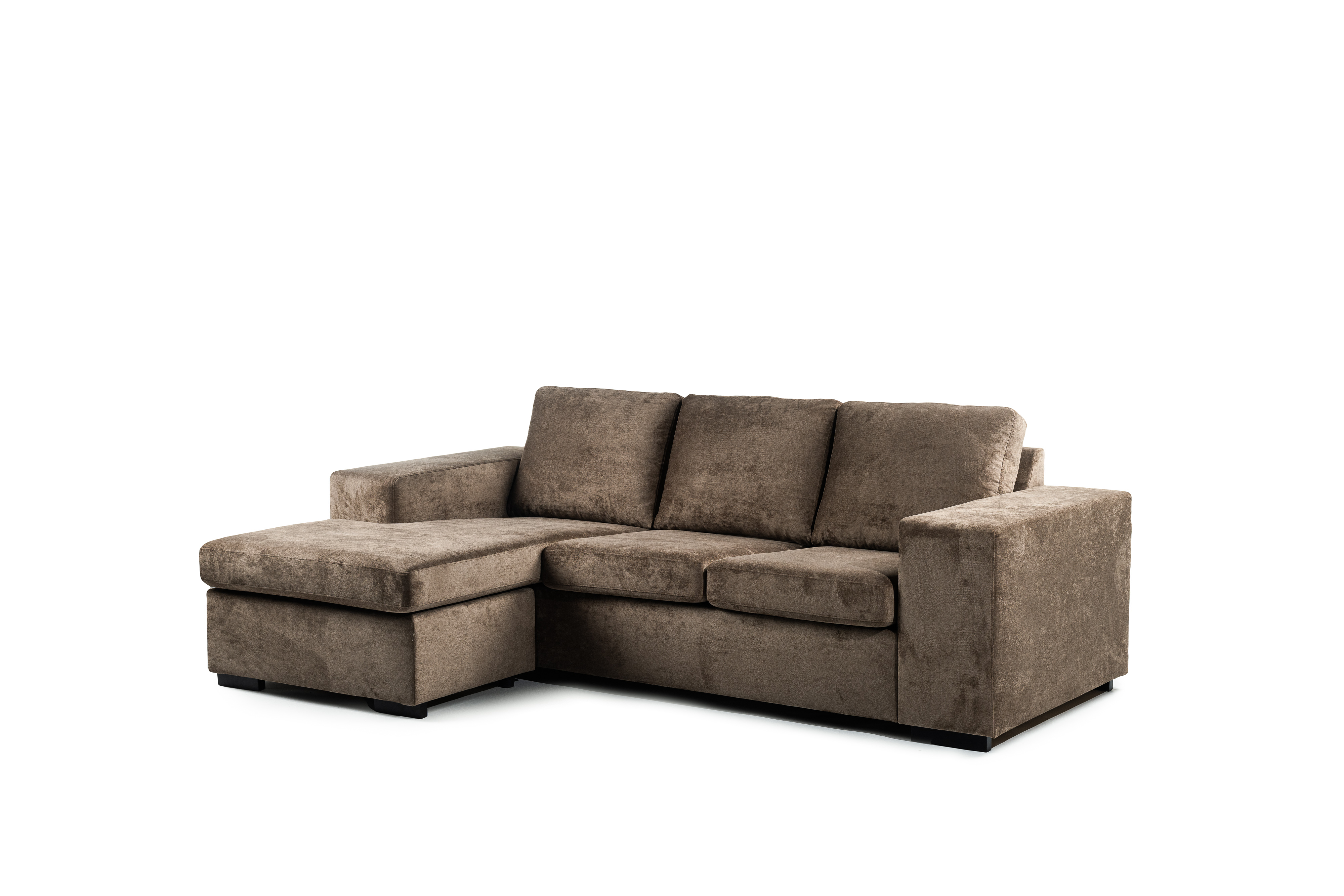 Sofa 3-Seater Chaiselongue Left Fabric Brown