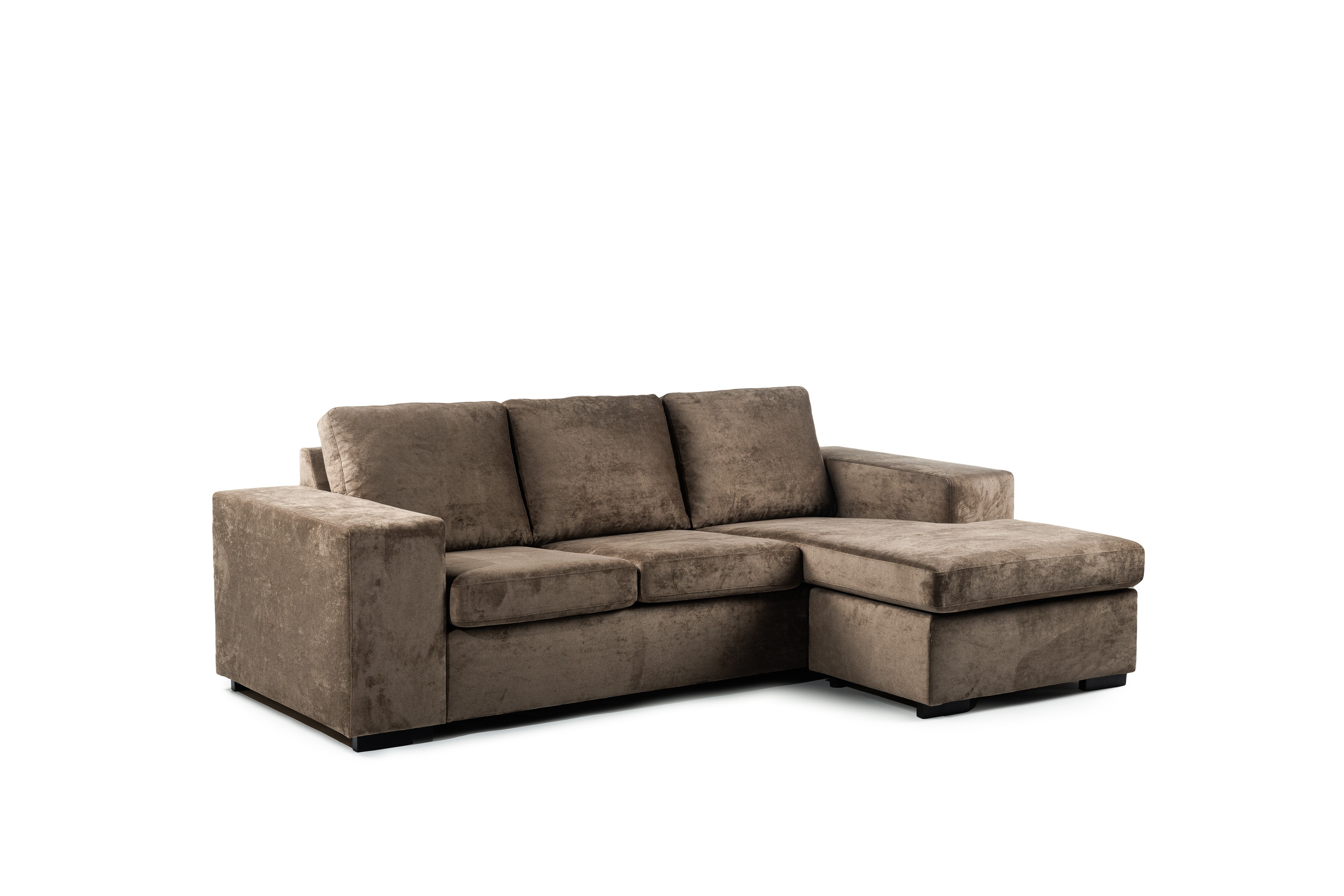 Sofa 3-Seater Chaiselongue Left Fabric Brown