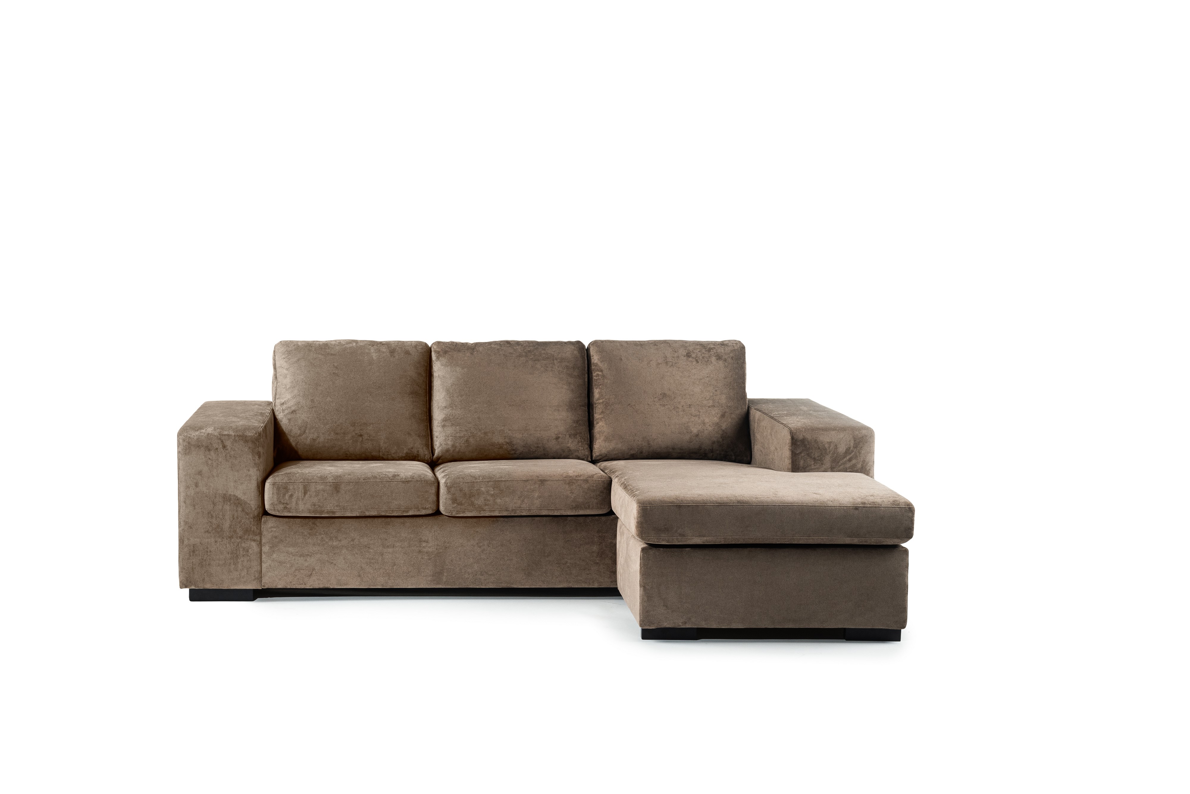 Sofa 3-Seater Chaiselongue Left Fabric Brown