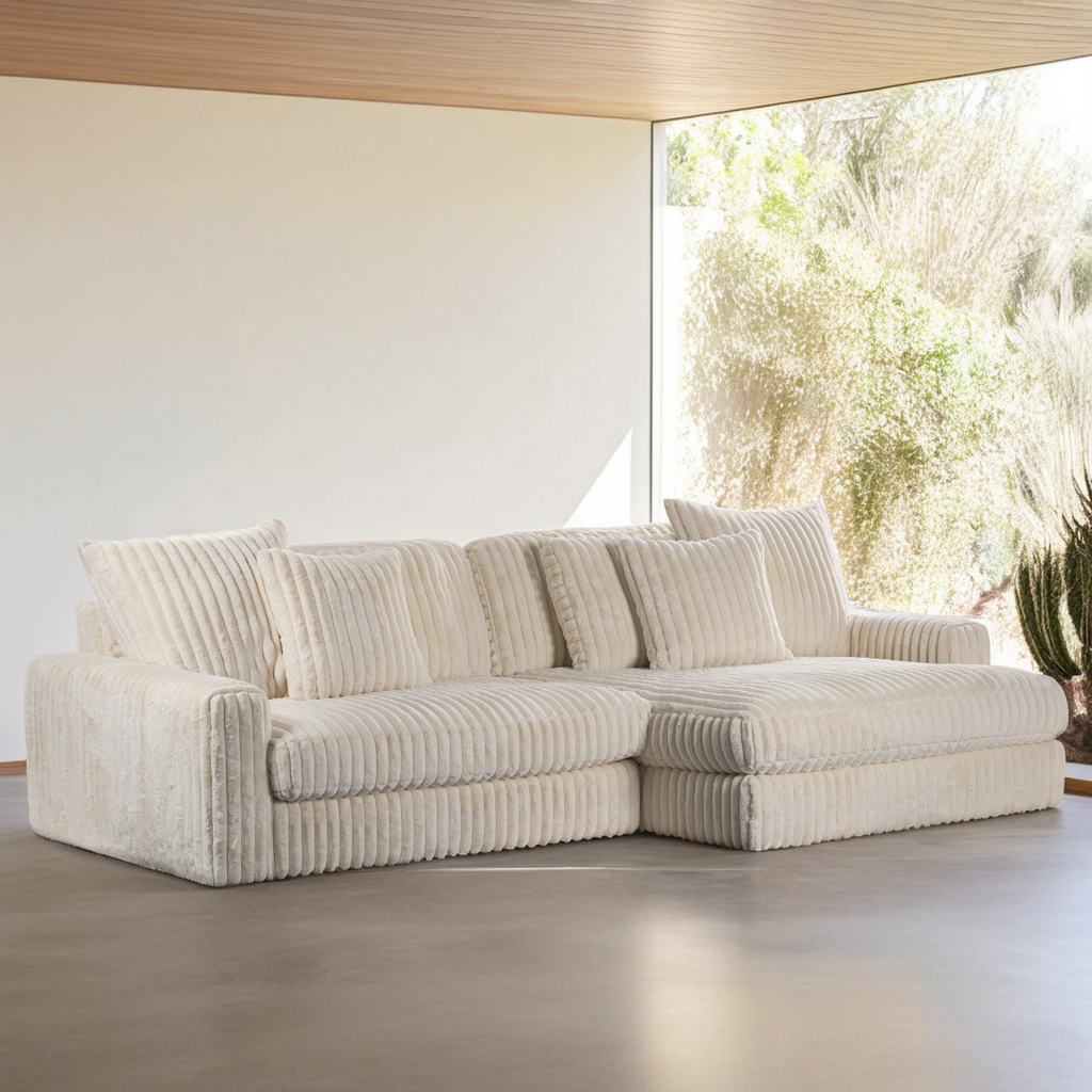 Sofa 3-Seater Corduroy Vito Cream
