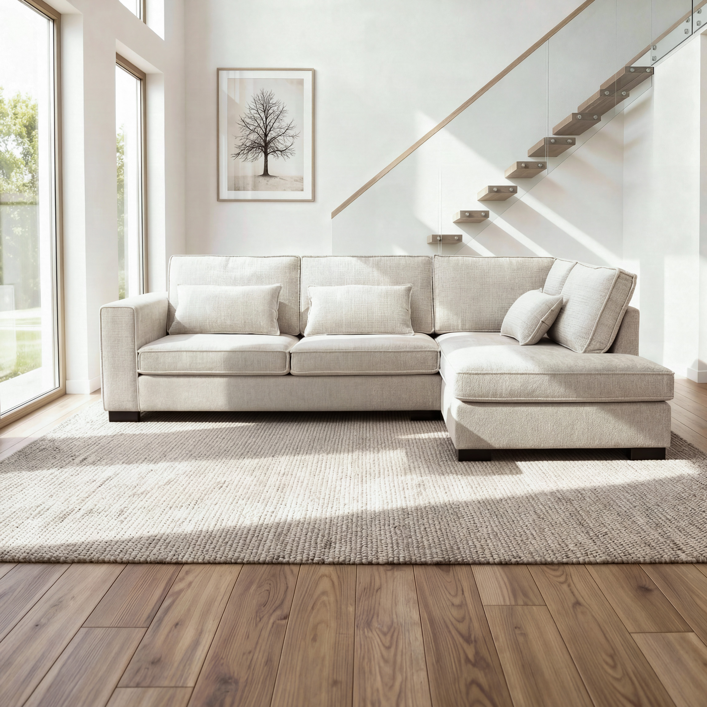 Corner Sofa Addison 3-Seater Beige
