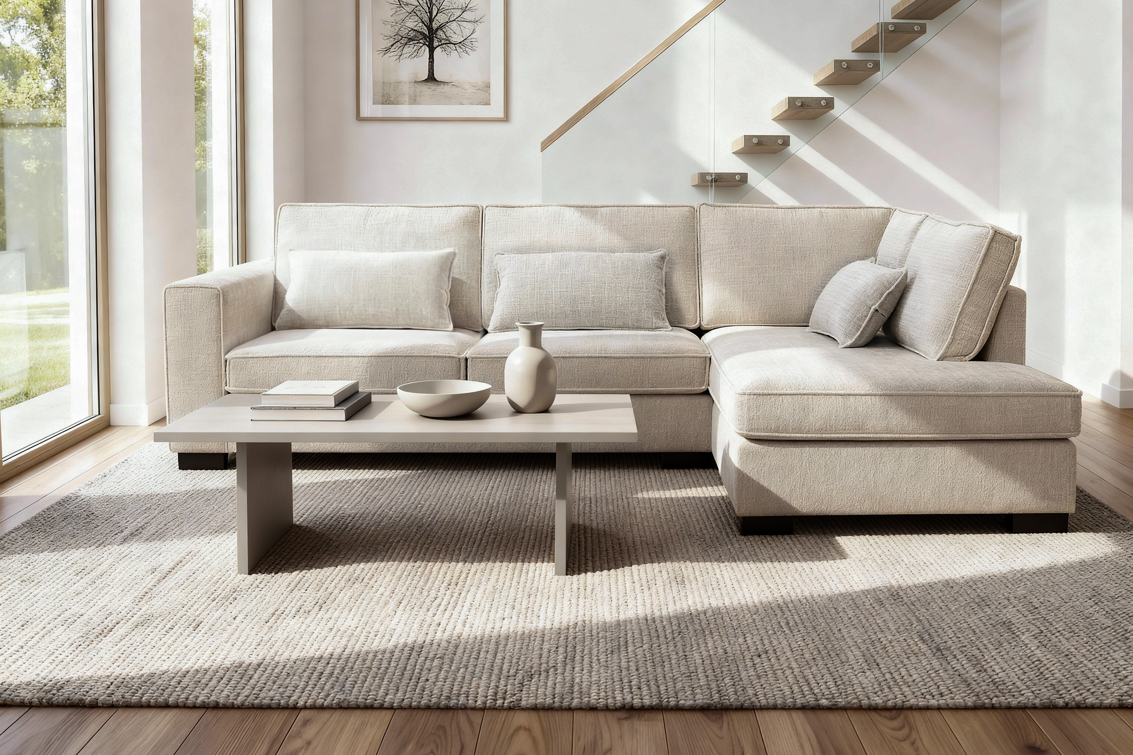 Corner Sofa Addison 3-Seater Beige