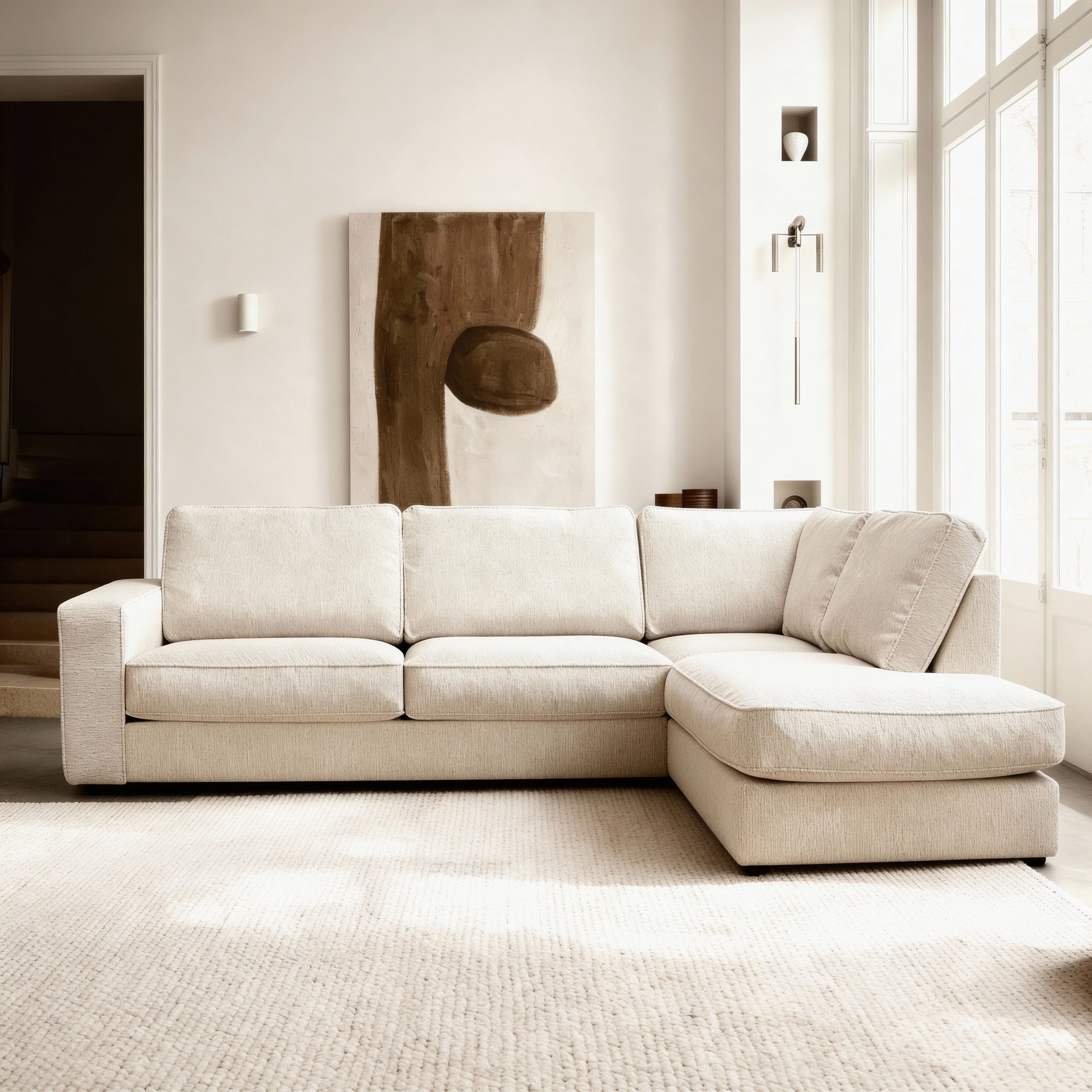 Corner Sofa Easton Right 3-Seater White