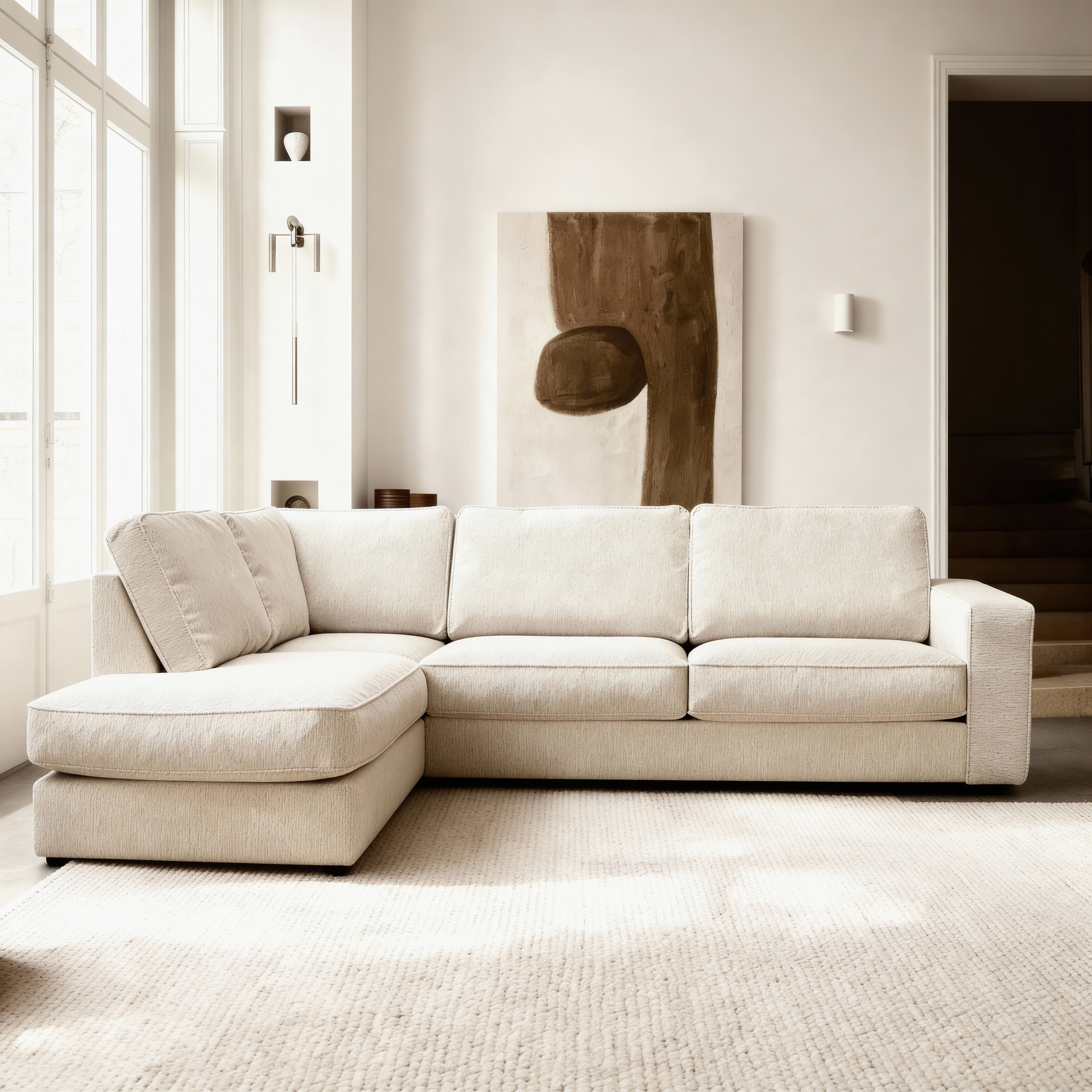 Ecksofa Easton Links 3-Sitzer Weiss