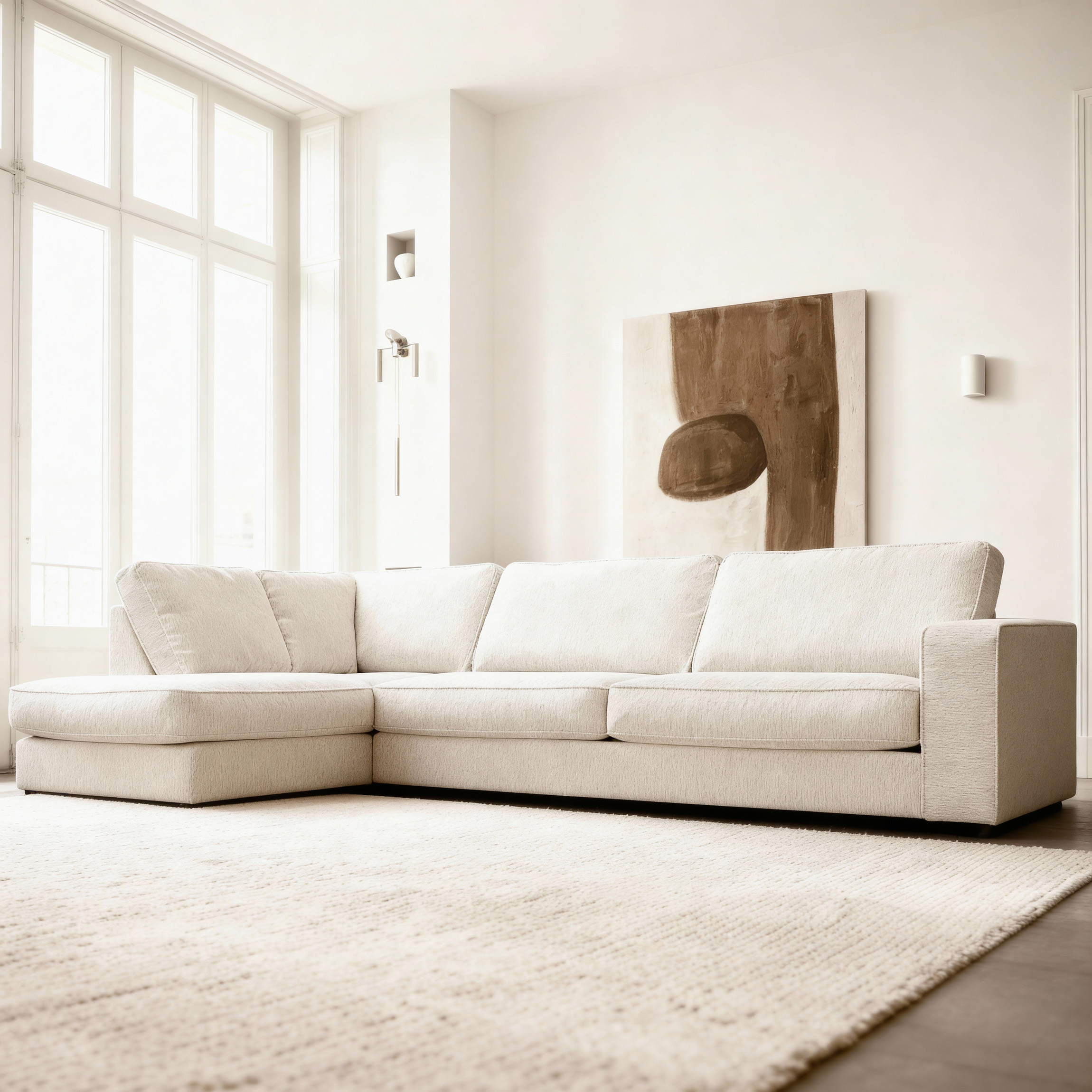 Corner Sofa Easton Left 3-Seater White