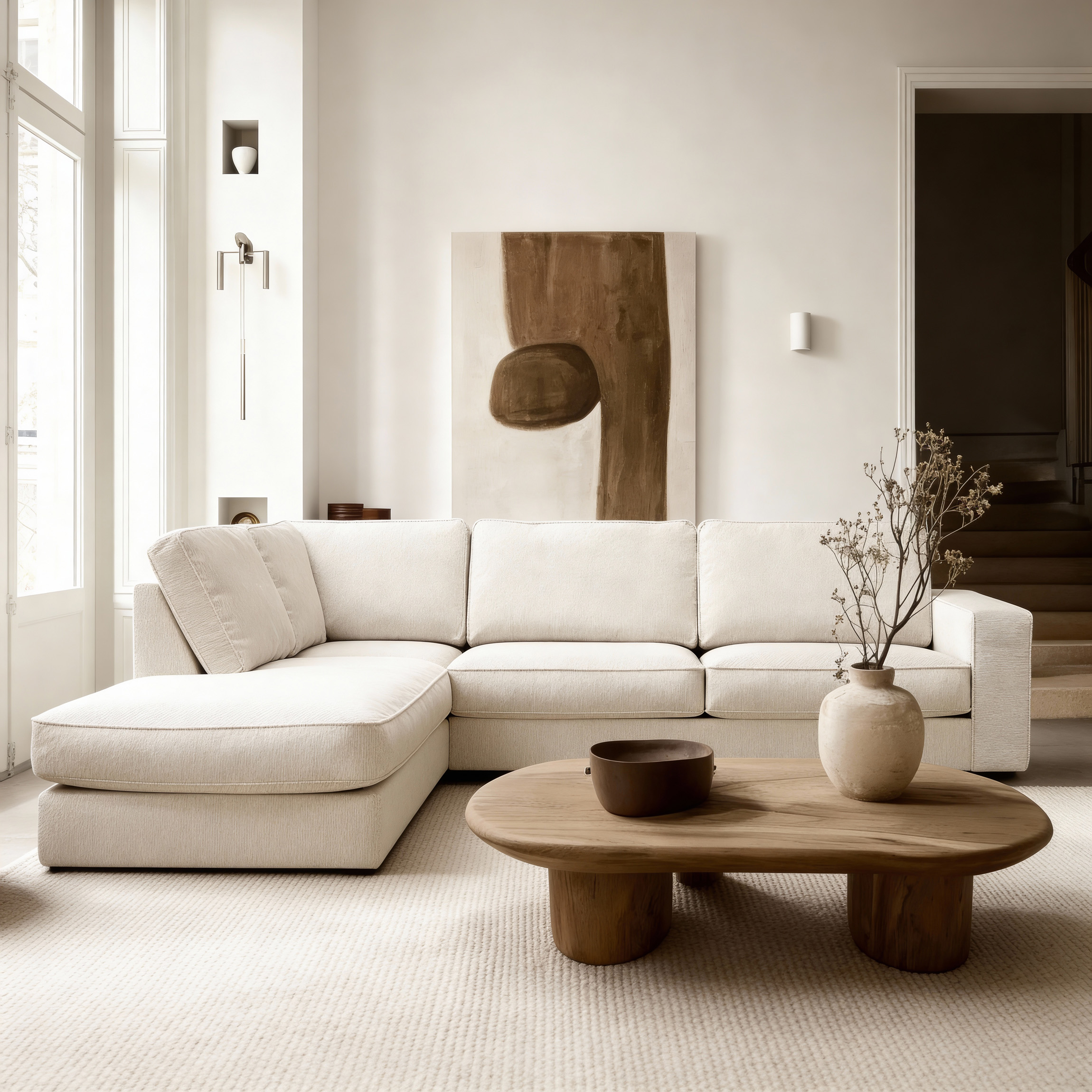 Corner Sofa Easton Left 3-Seater White