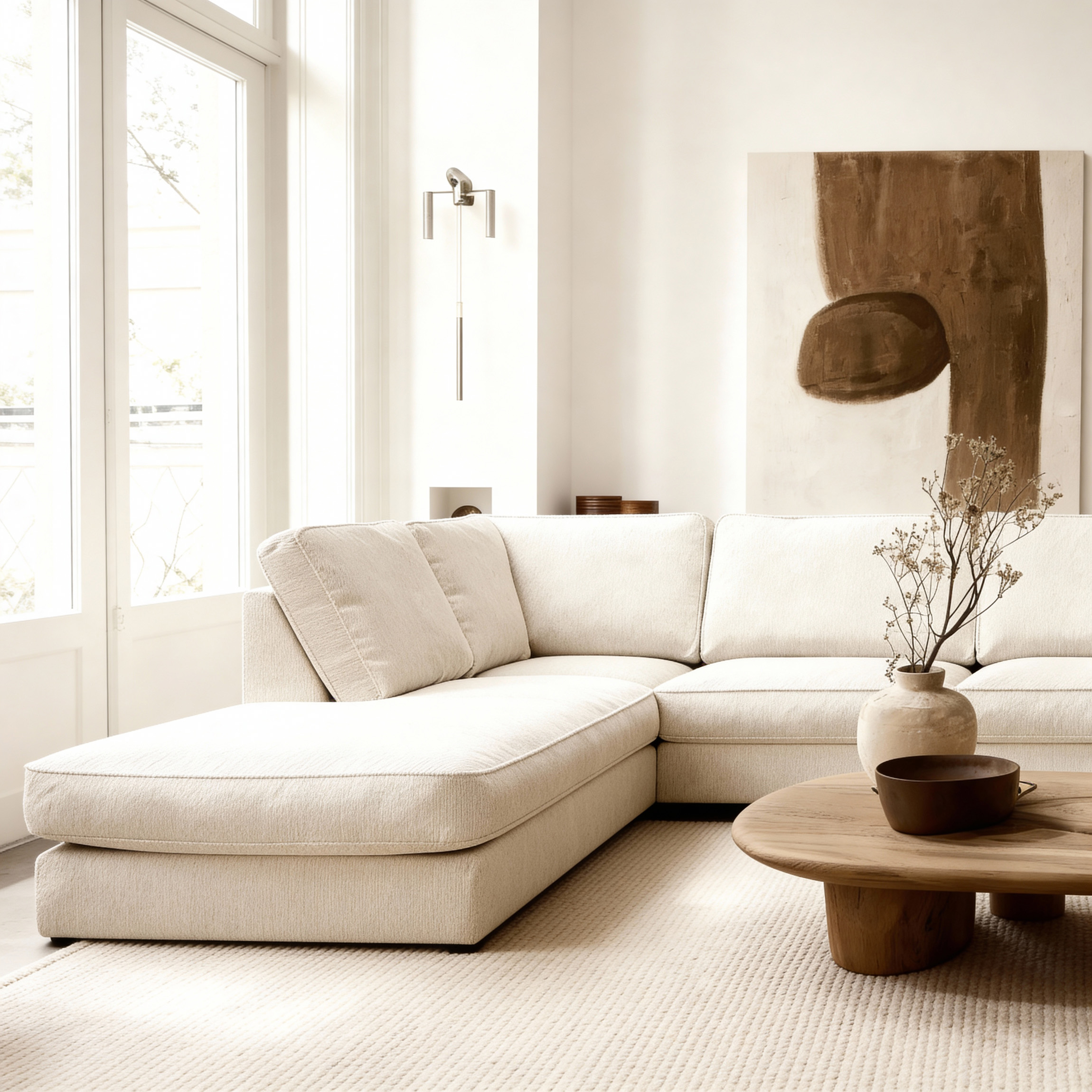 Corner Sofa Easton Left 3-Seater White