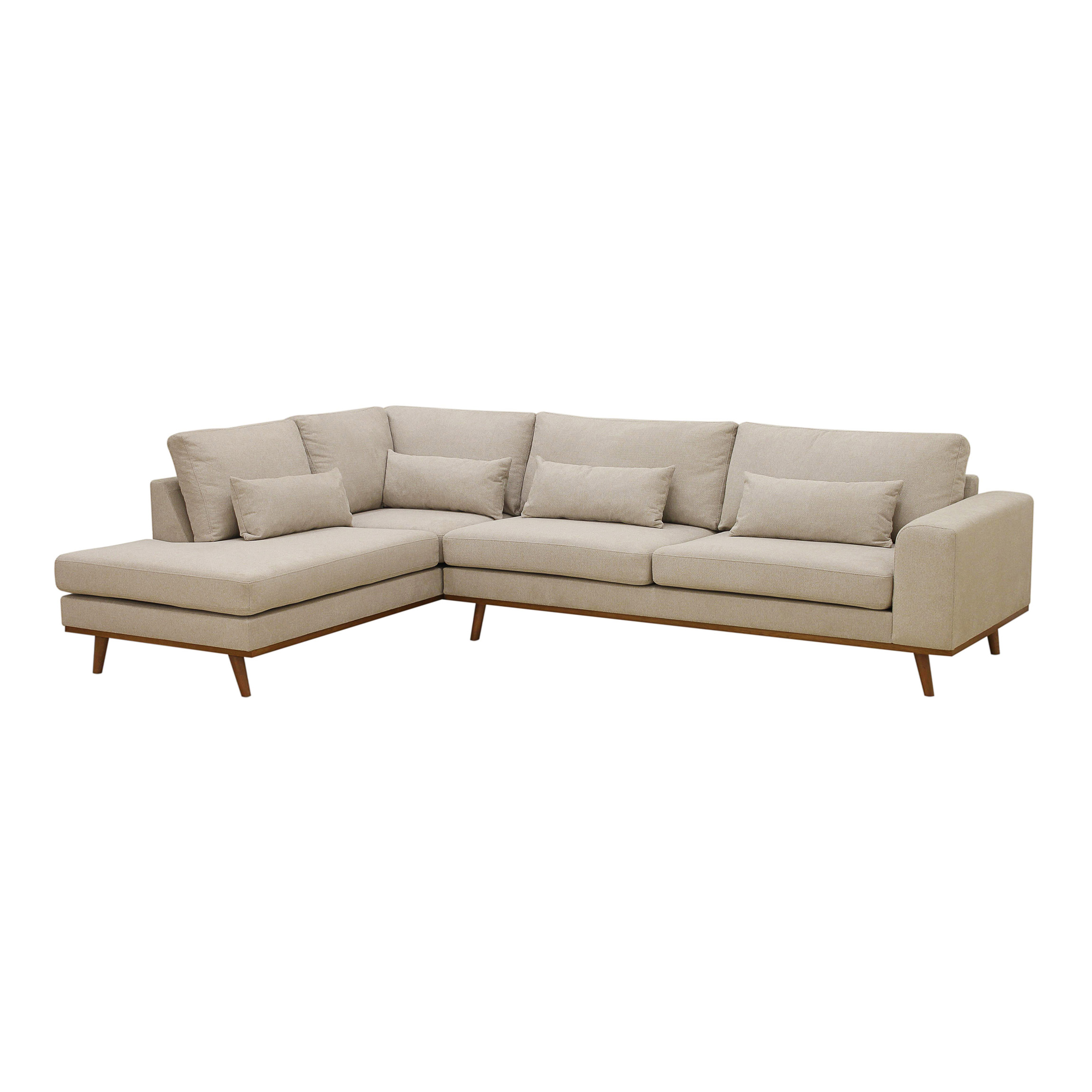 Corner Sofa Paloma 3-Seater Left Fabric Beige