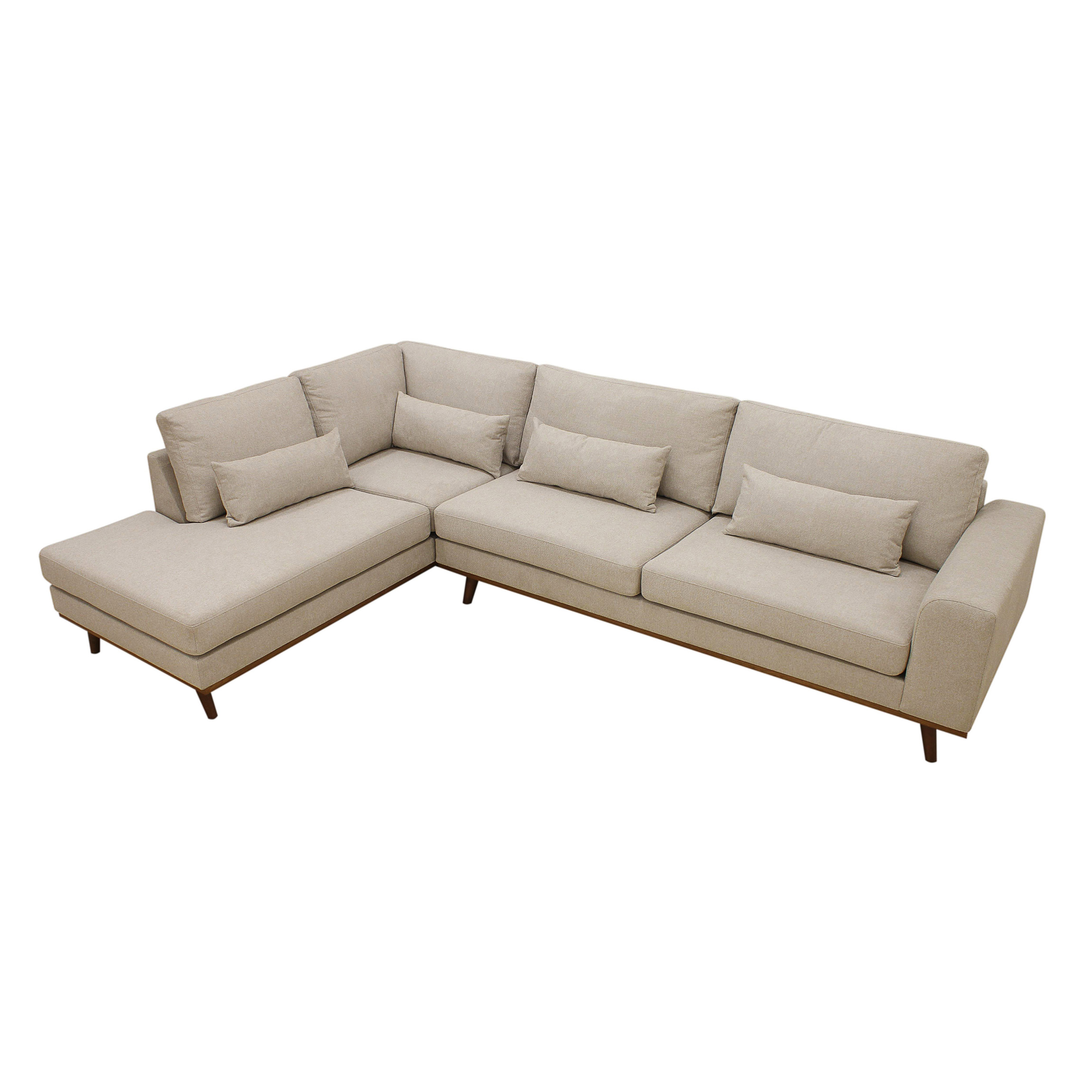 Ecksofa Paloma 3-Sitzer Links Stoff Beige