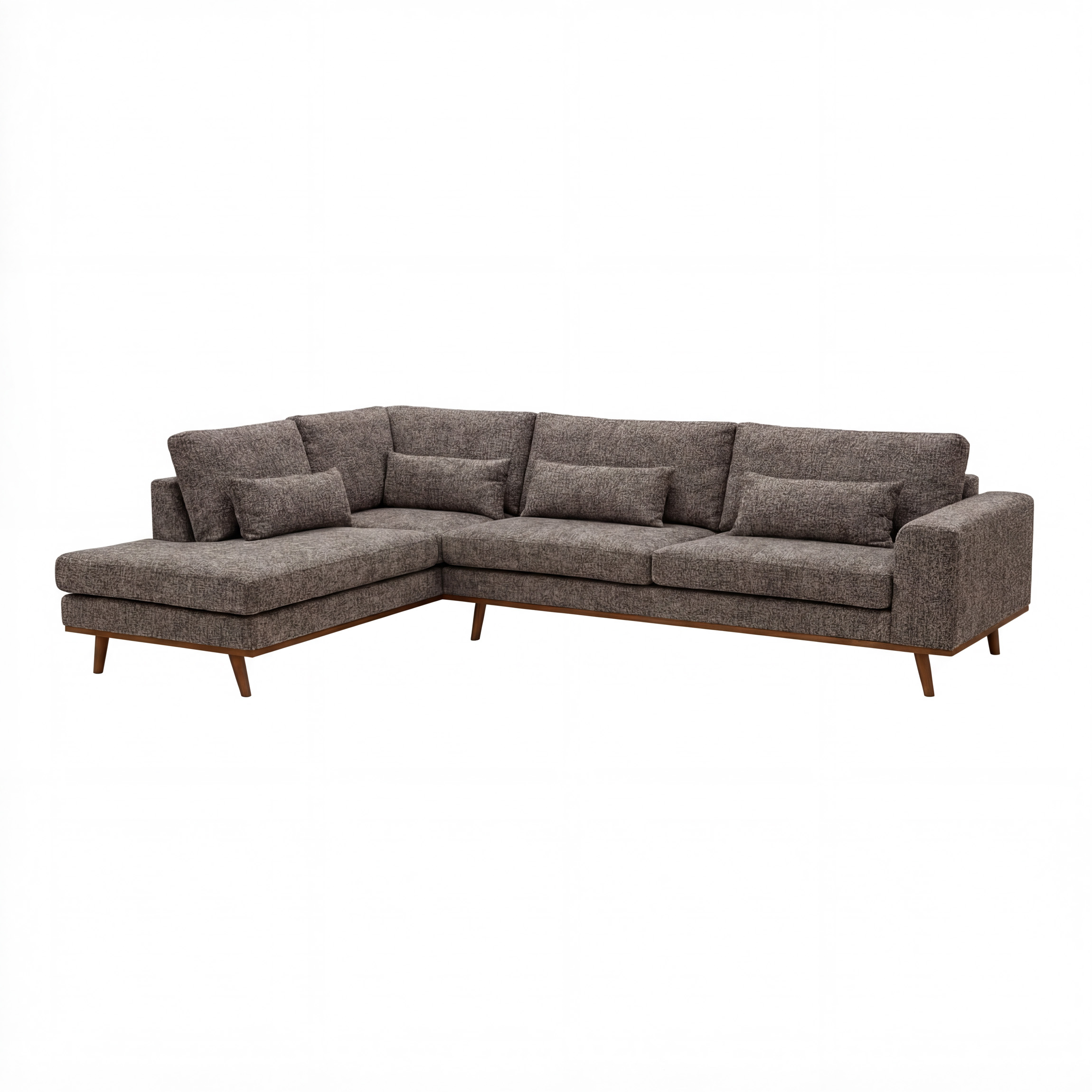 Ecksofa Paloma 3-Sitzer Links Stoff Braun