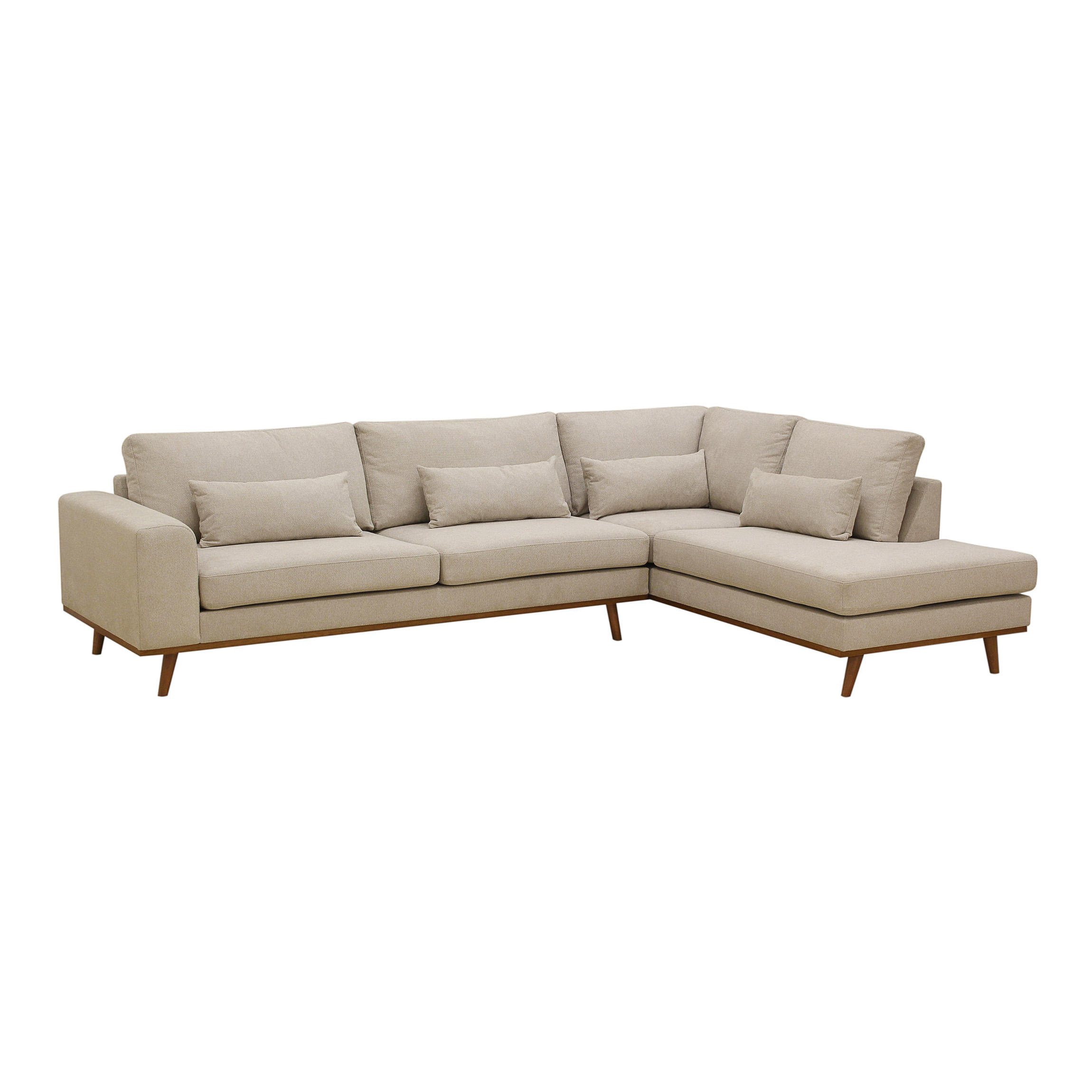 Corner Sofa Paloma 3-Seater Right Fabric Beige