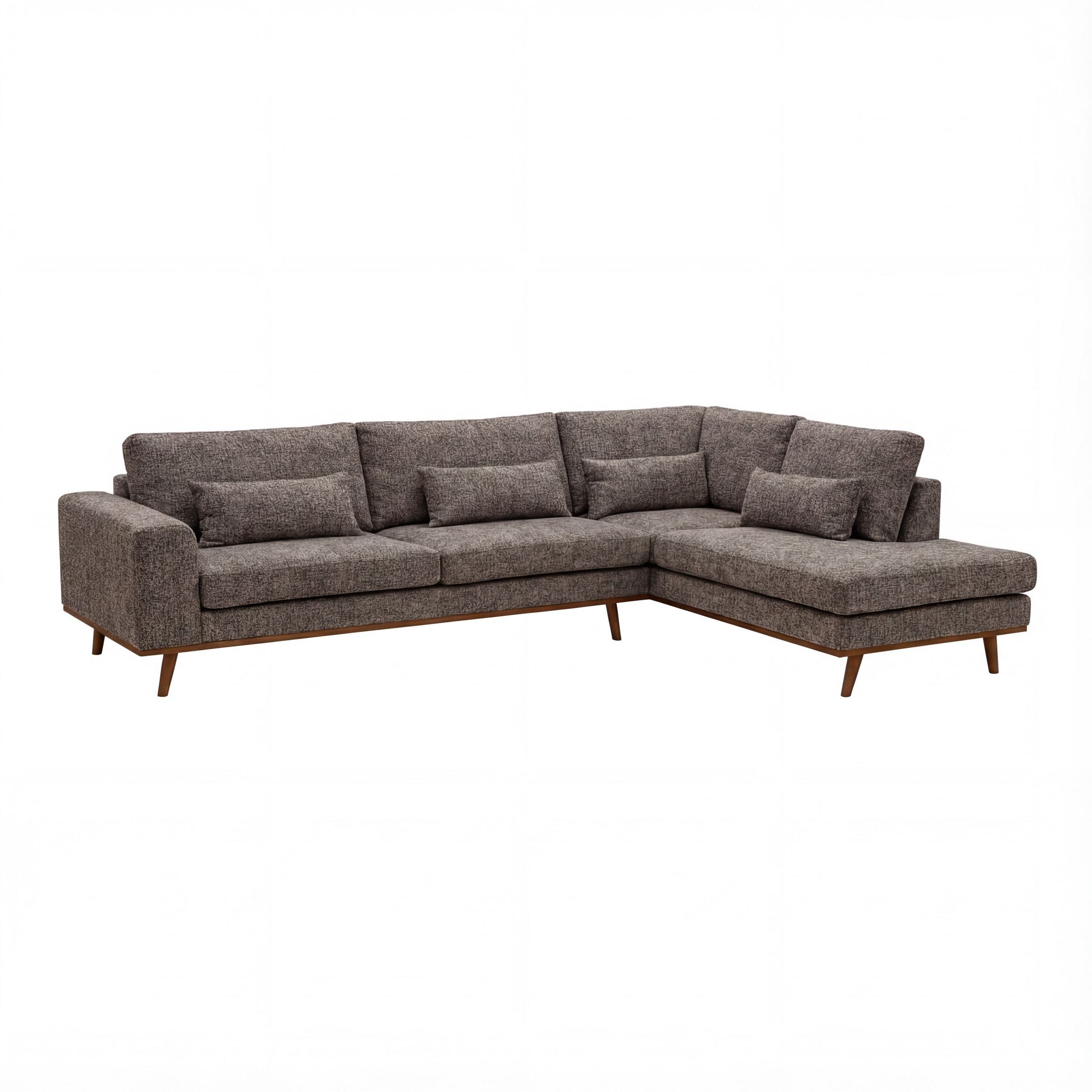 Corner Sofa Paloma 3-Seater Right Fabric Brown