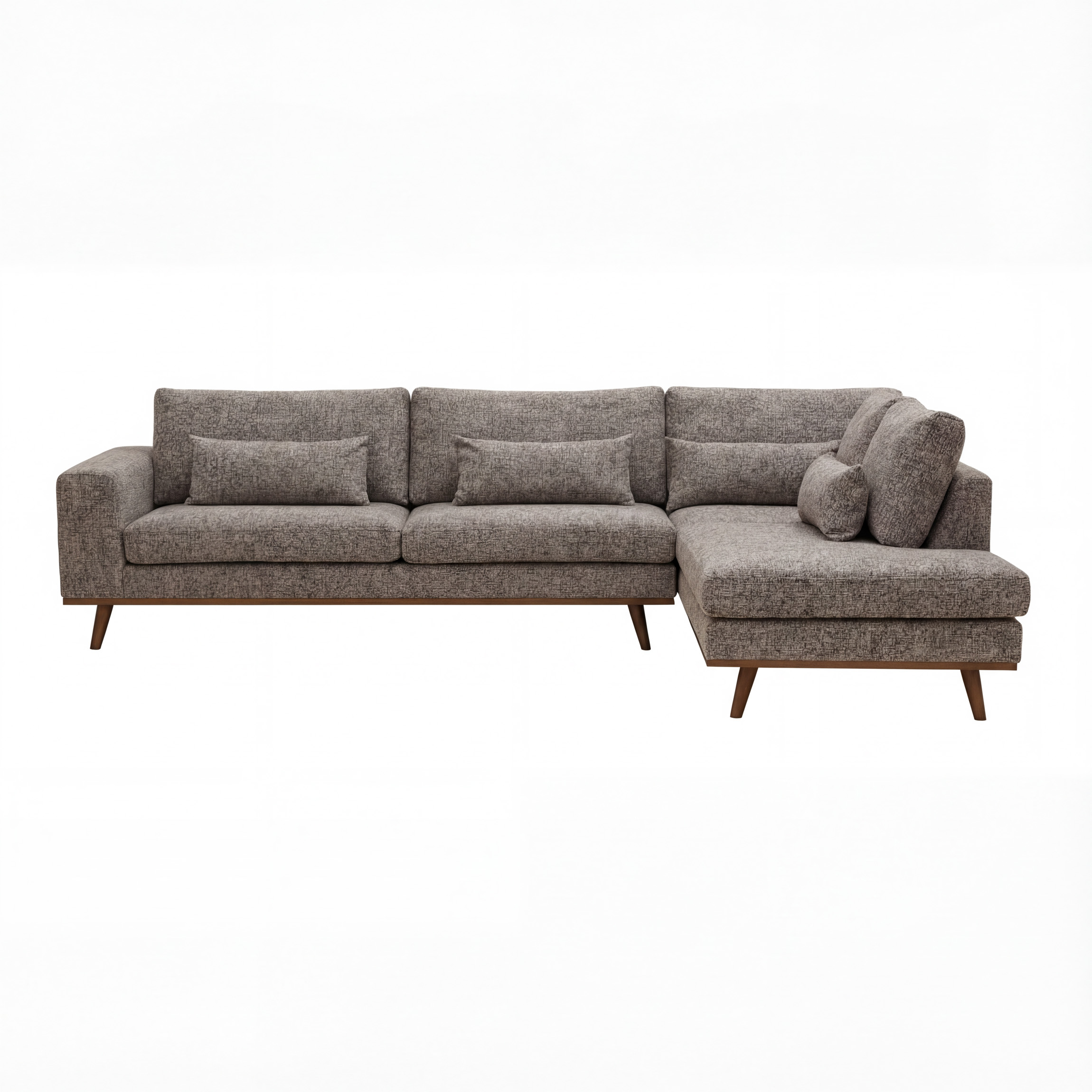 Corner Sofa Paloma 3-Seater Right Fabric Brown