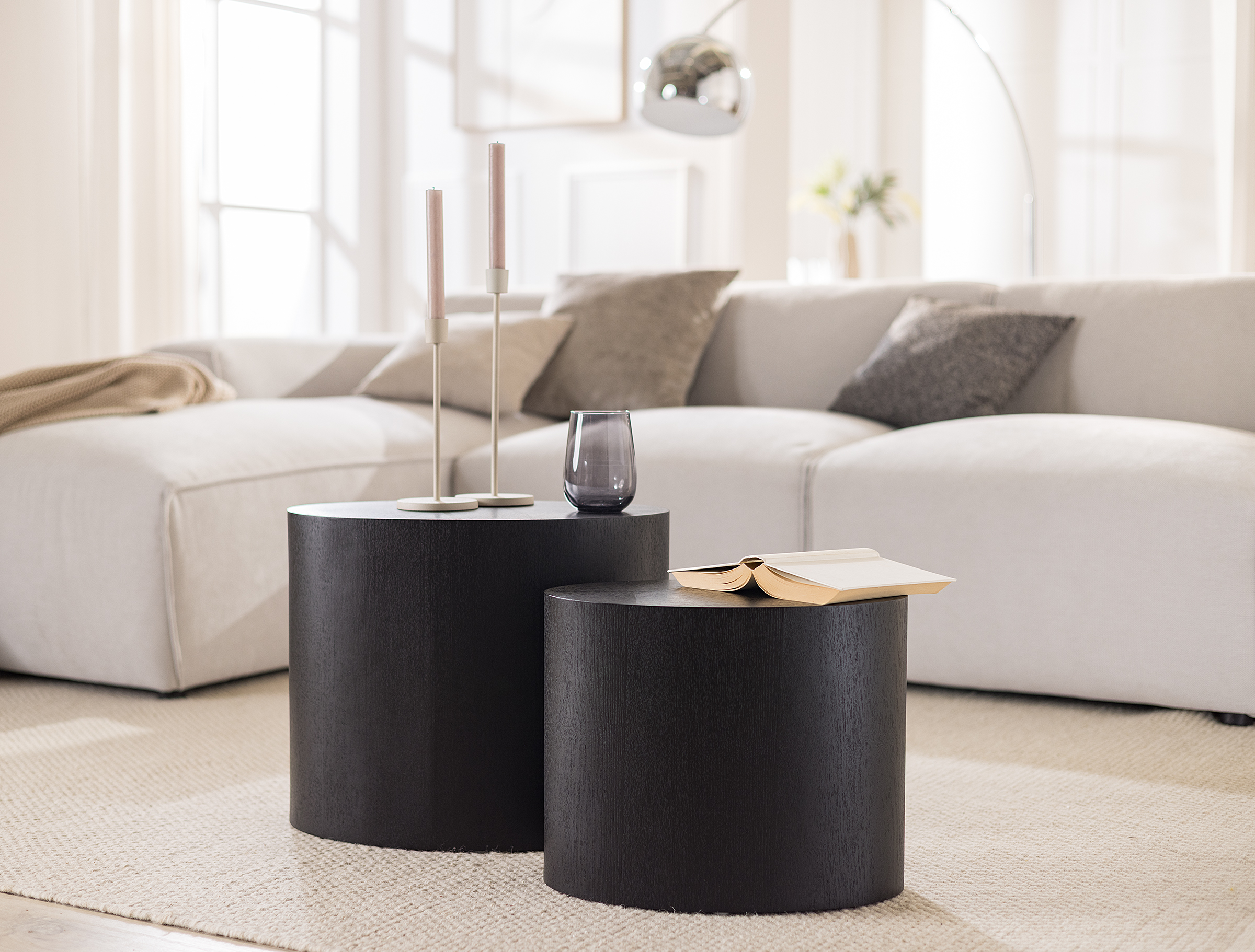 Side table Elipse Set of 2 Wood Black